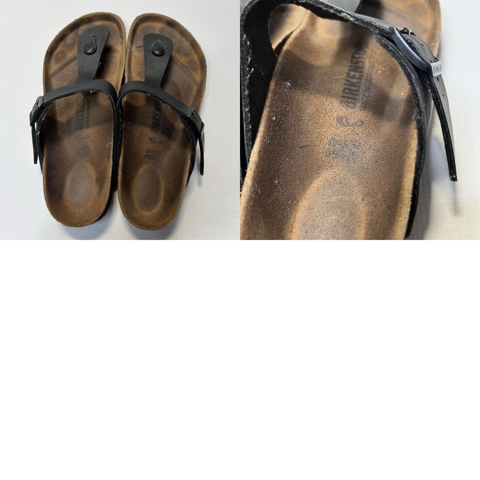 Birkenstock Birkenstock Gizeh Sandal Womens 39 Black Matte Cork Insole Suede Buckle Logo Flat Thong Slides 90s Boho Outdoor Bohemian College Slim Stripe? Size US 8 / IT 38 - 9 Thumbnail