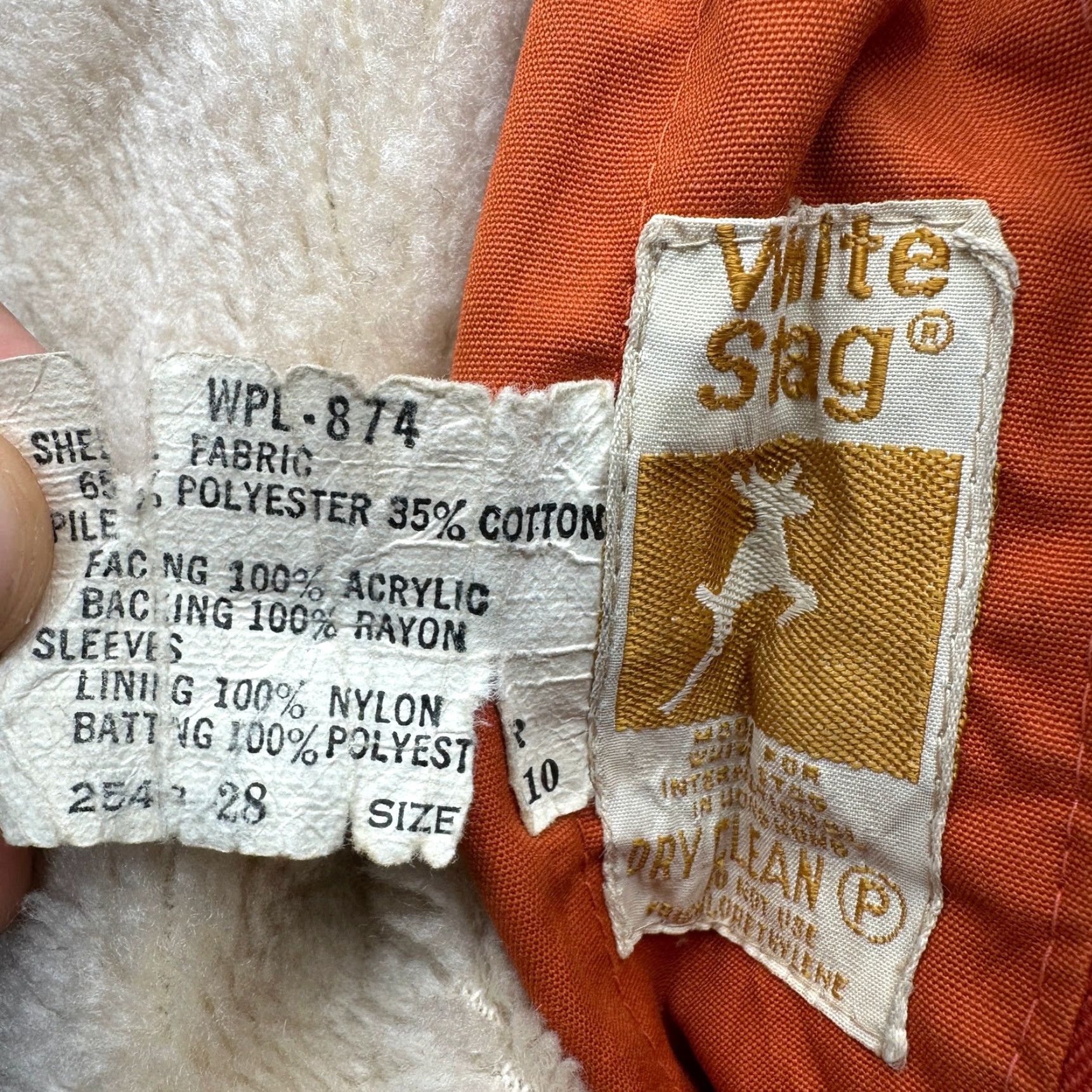Vintage VINTAGE White Stag Coat Jacket Long Faux Fur Lined Zip Belted Orange 70s Womens M Size M / US 6-8 / IT 42-44 - 2 Thumbnail