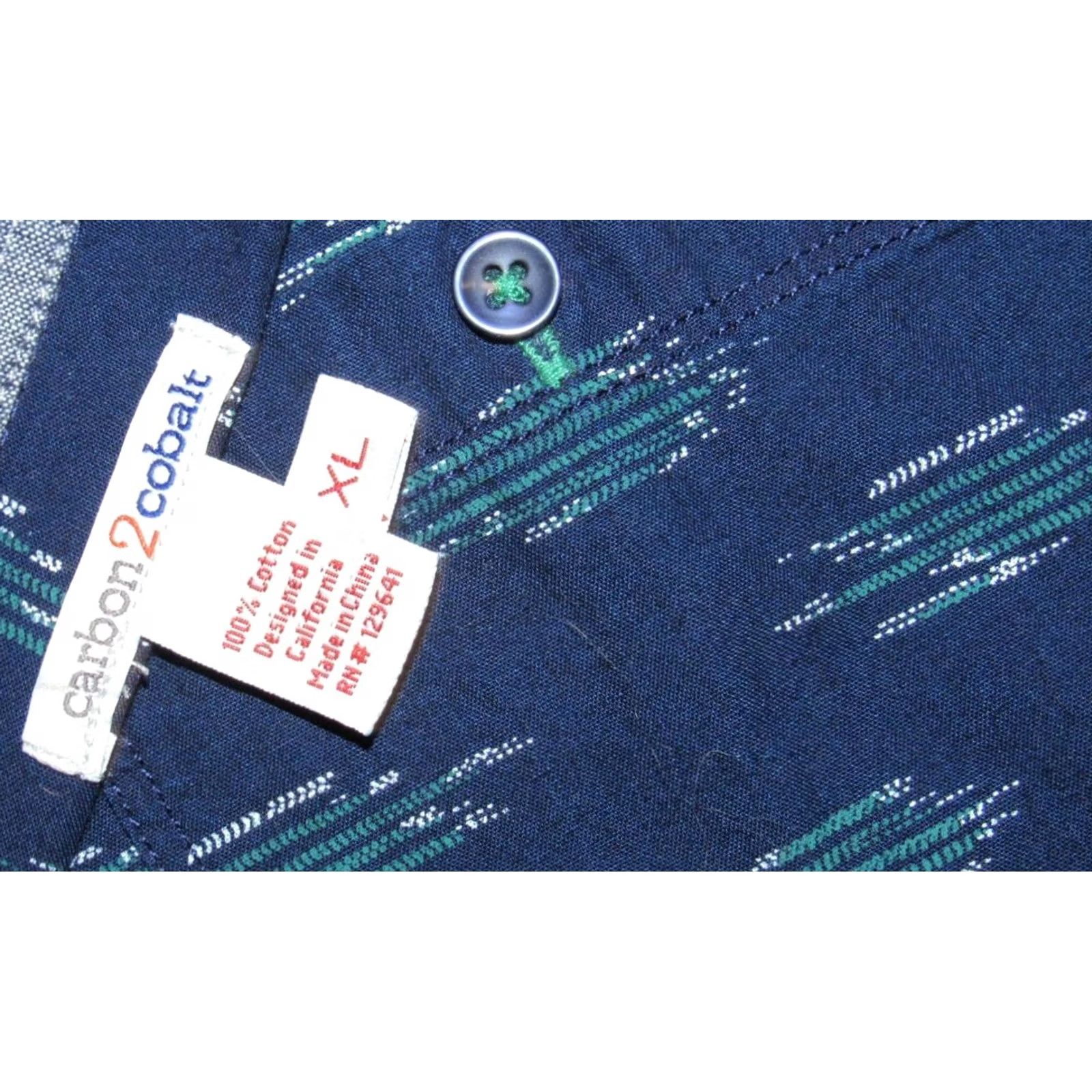 Carbon2Cobalt VINTAGE CARBON2COBALT Navy Blue Ikat Print Short Sleeve Button Down Shirt XL Size US XL / EU 56 / 4 - 3 Thumbnail
