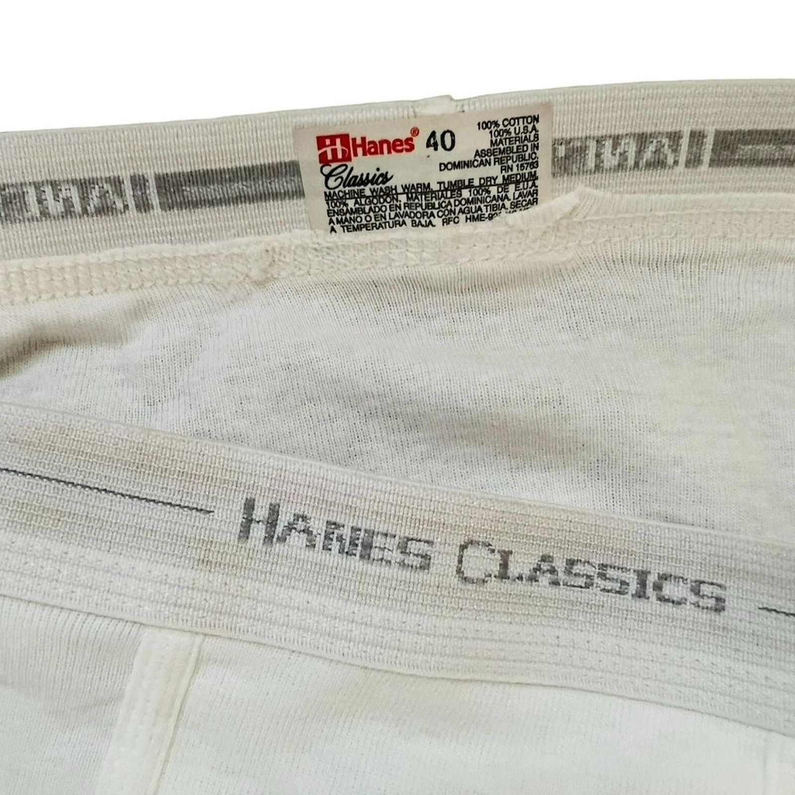 Hanes Vintage 90s Hanes Classics Mens Briefs Tighty Whities Size 40 - 2 Thumbnail
