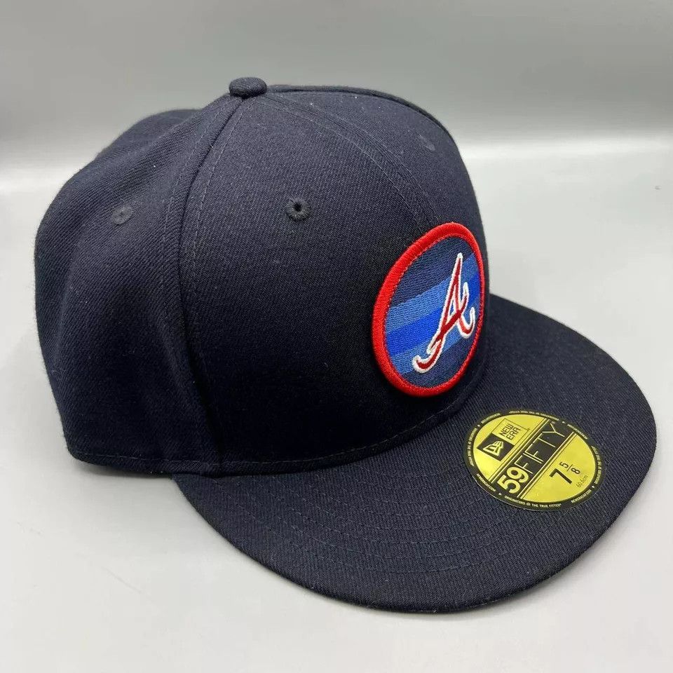 New Era Atlanta Braves Hat Men 7 5/8 59Fifty New Era MLB Fitted Cap Size ONE SIZE - 3 Thumbnail