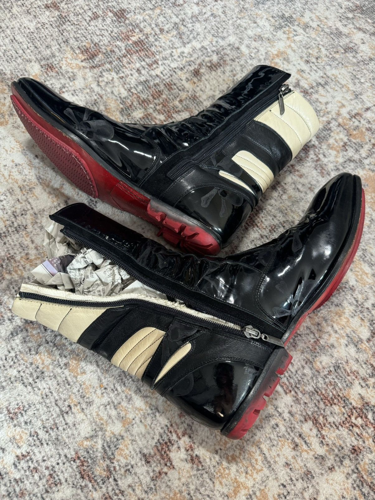 Hiromu Takahara Patent Leather Side Zip Boots