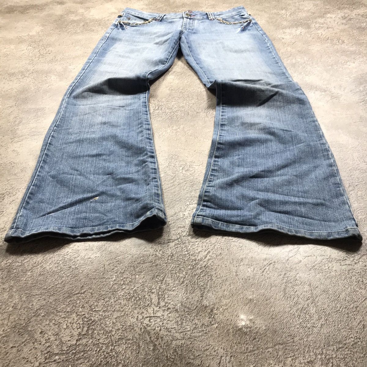 Vintage Vintage 90s Distressed Baggy Wide Leg Jeans Grunge Y2K 30 Size 30" / US 8 / IT 44 - 1 Thumbnail