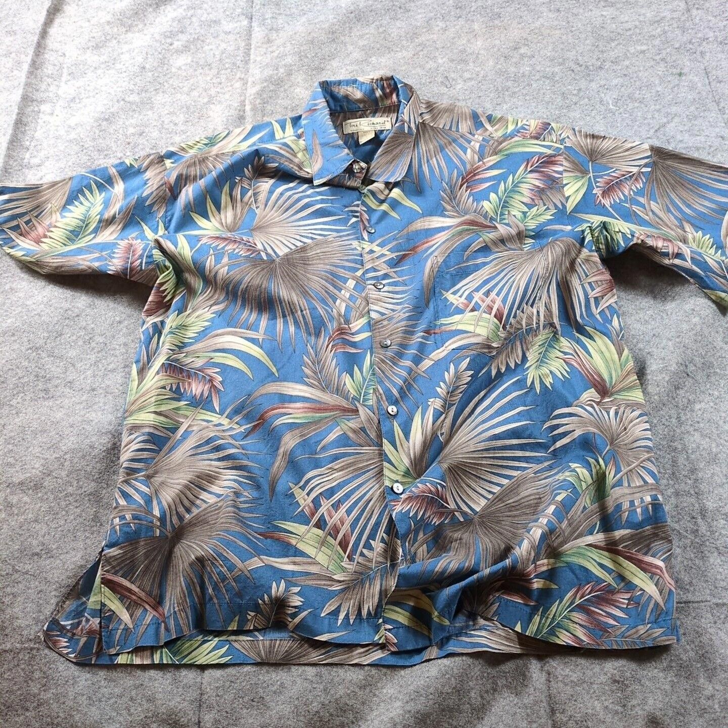 Tori Richard VTG Tori Richard Men Hawaiian Shirt L Blue Leaf Cotton Lawn Size US L / EU 52-54 / 3 - 1 Thumbnail