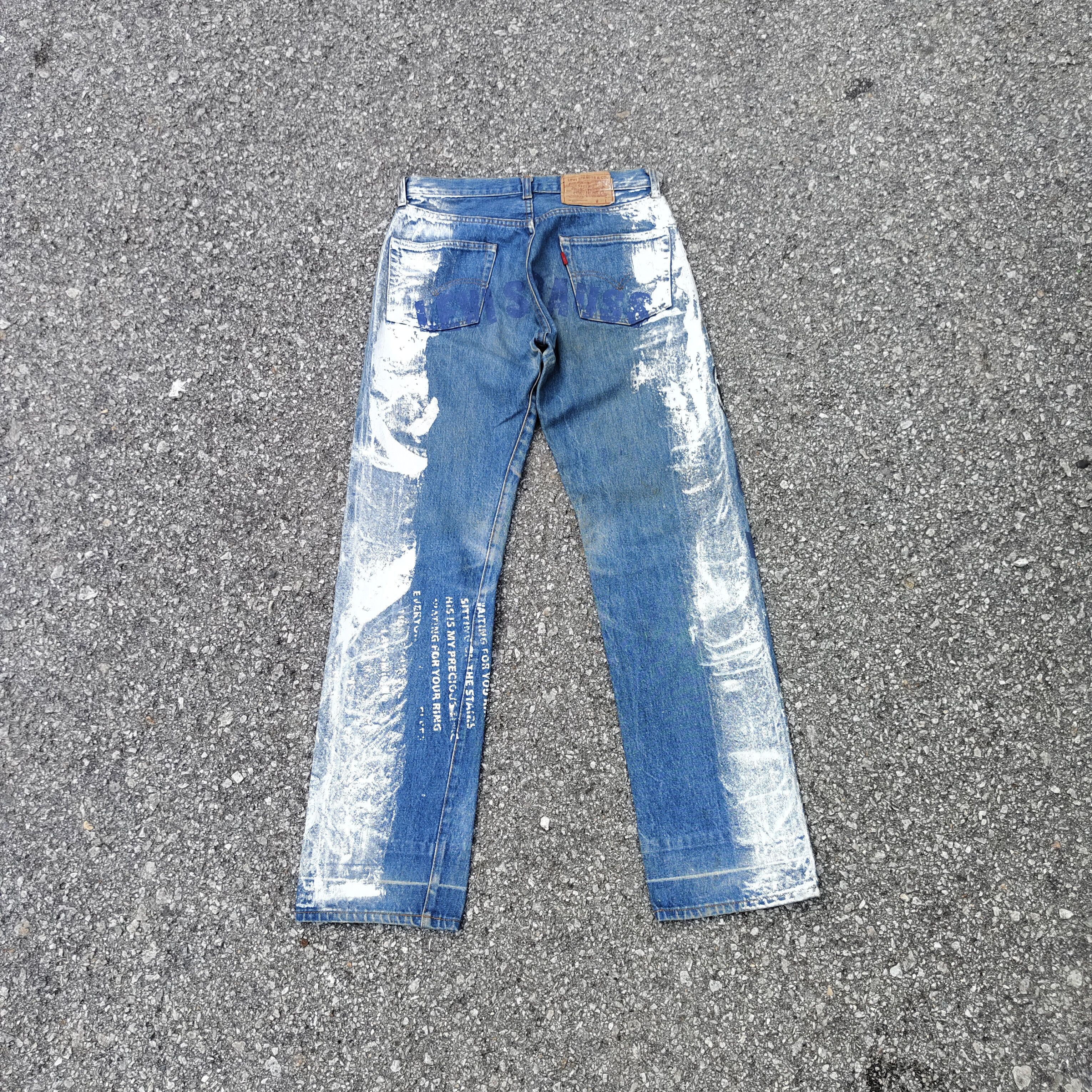 Levi's RARE 90s Levi's 501 Painted Logo Art Graffiti Limited Jean Size US 29 - 2 Thumbnail