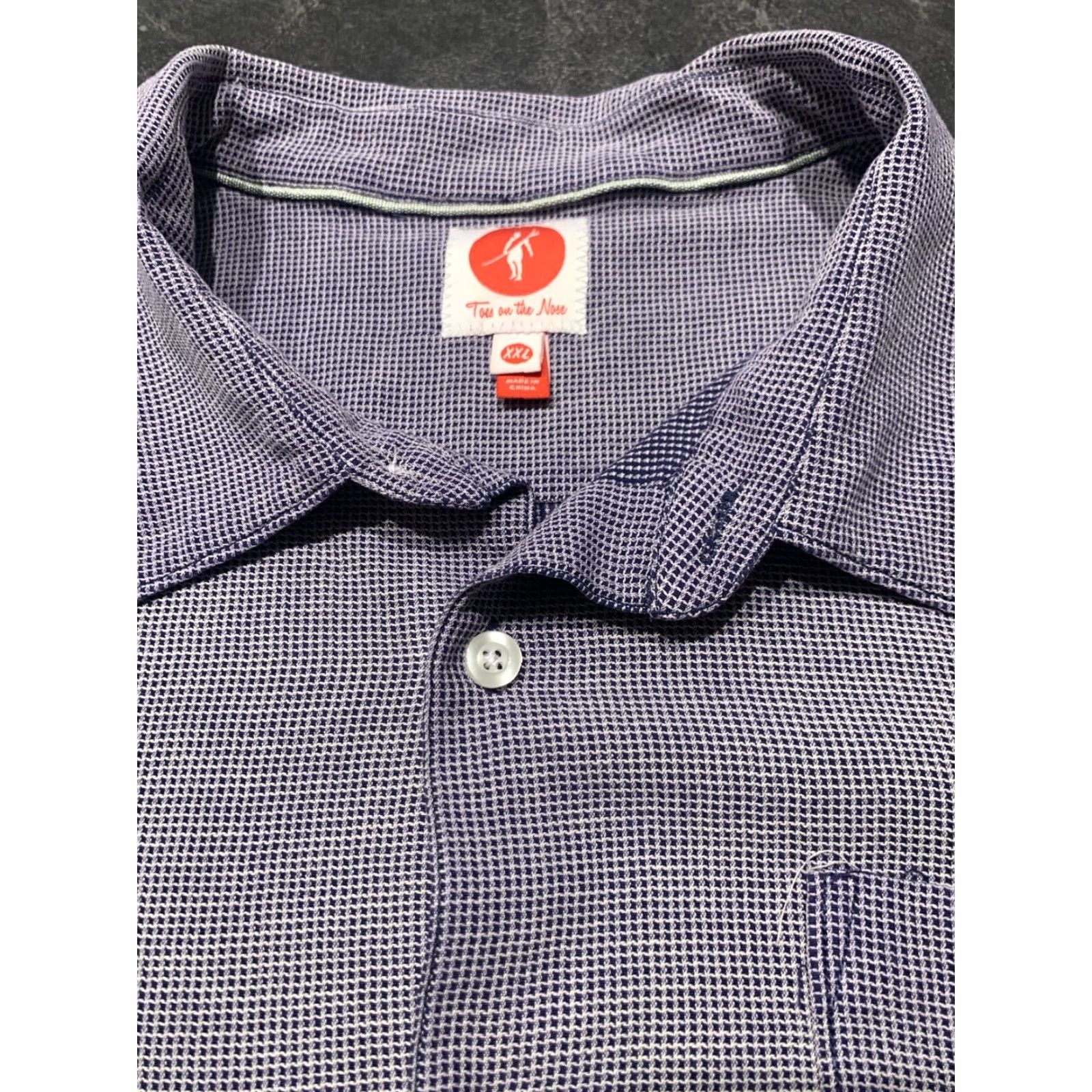 Vintage Toes On The Nose Men's Button-Up Short Sleeve Shirt 2XL Purple Cotton Silk Size US XXL / EU 58 / 5 - 6 Thumbnail