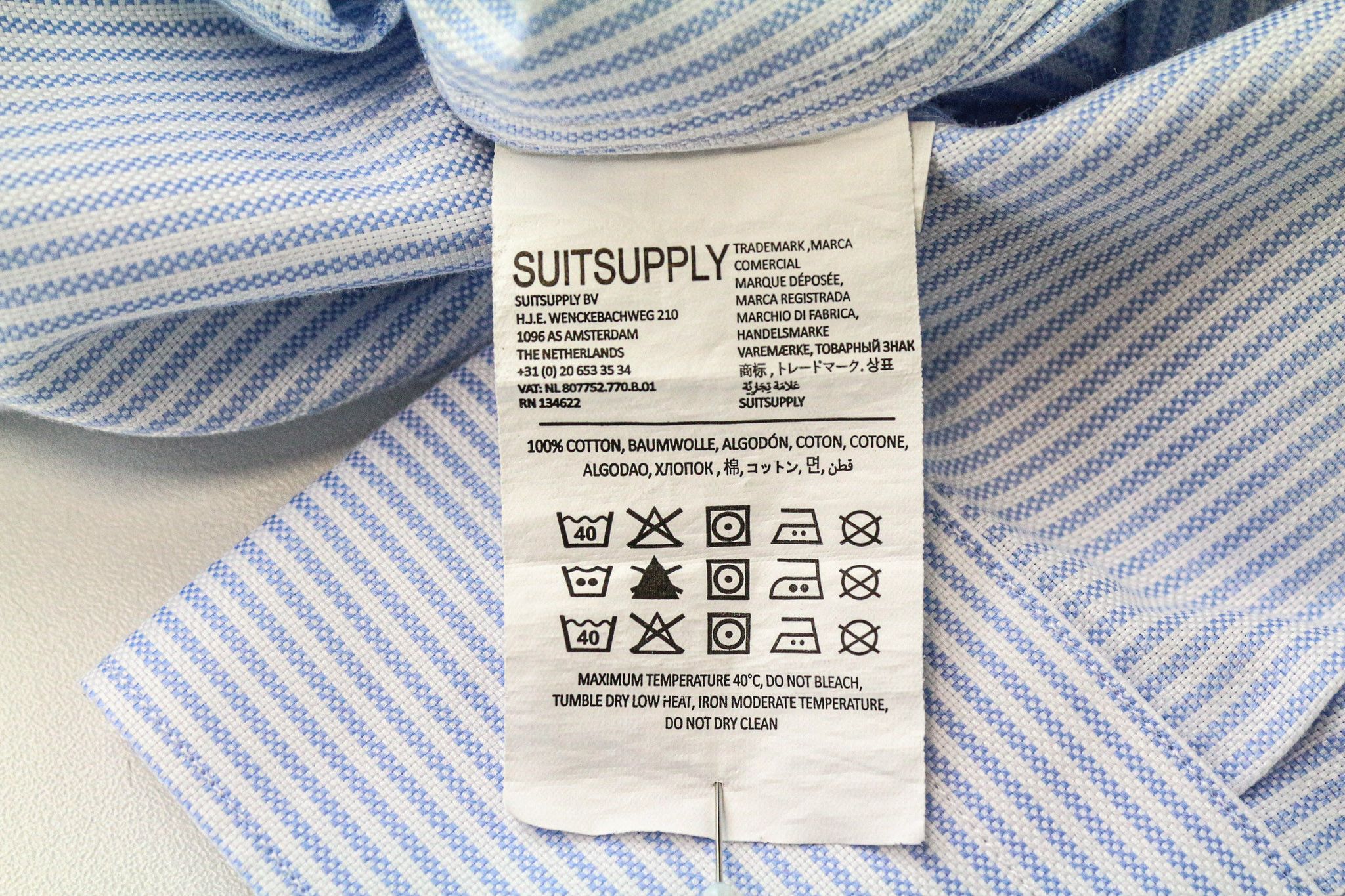 Suitsupply 35/13 1/2 Extra Slim Blue Cotton Striped Cutaway 78460 Size 36R - 6 Thumbnail