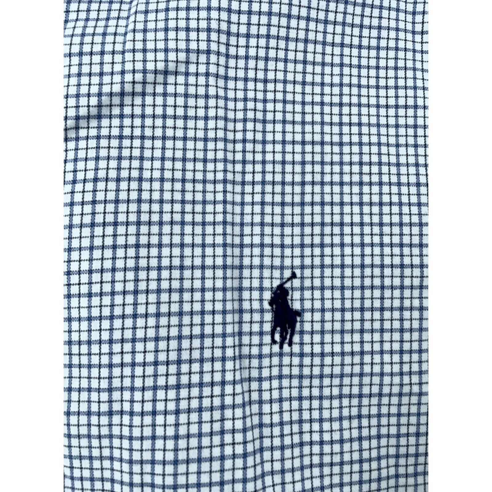 Ralph Lauren Ralph Lauren Dress Shirt Men 17.5 Blue White Check Yarmouth Collared Button Down Shirt Dress Shirt Check Pattern Blues Mens 17.5 Size 48R - 4 Thumbnail