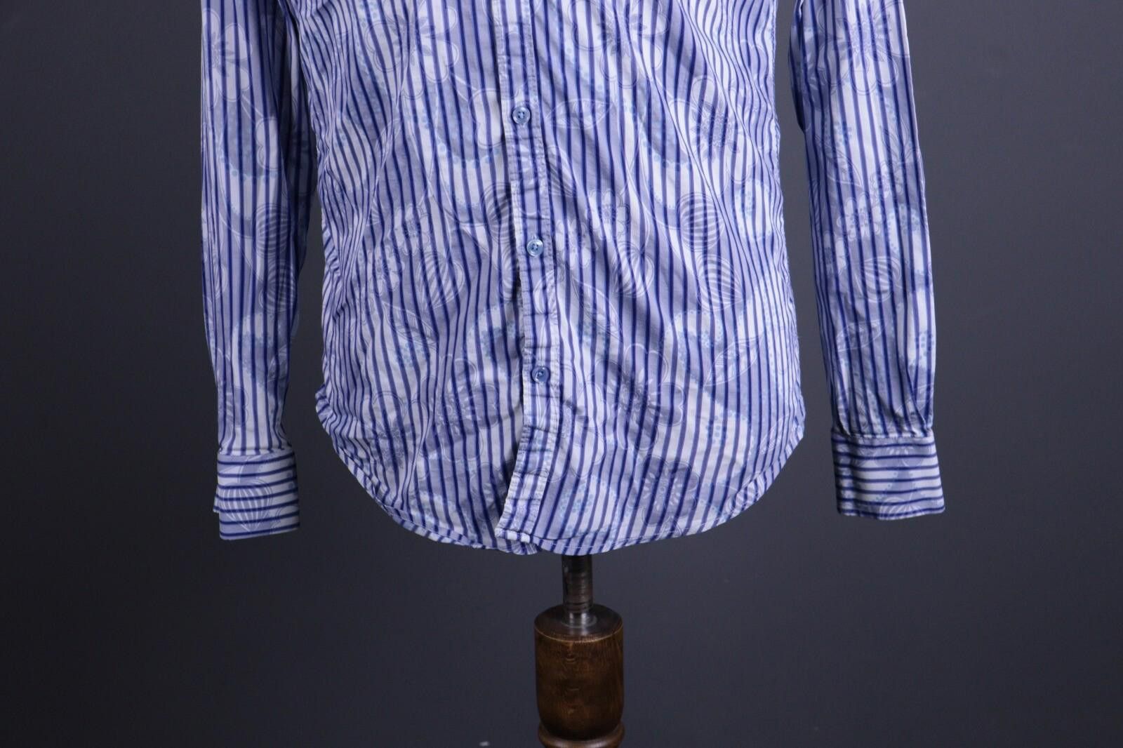 Desigual Desigual Blue Stripe Regular Allover Print Shirt Size M Size US M / EU 48-50 / 2 - 3 Thumbnail