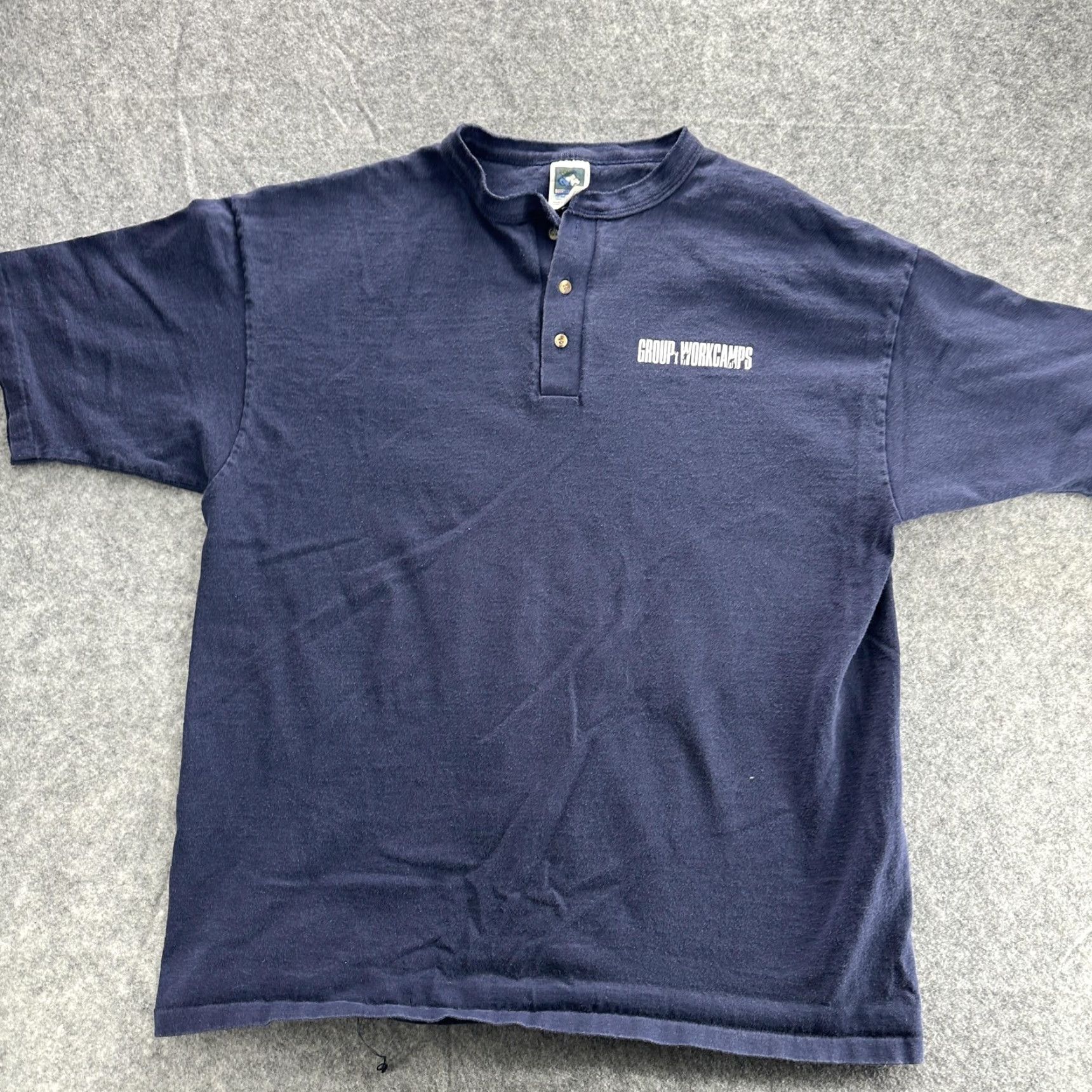 Vintage VINTAGE Cotton Deluxe Work Camp Shirt Mens XL Blue Henley 90s Group Workcamps USA N/A Mens Size US XL / EU 56 / 4 - 2 Thumbnail