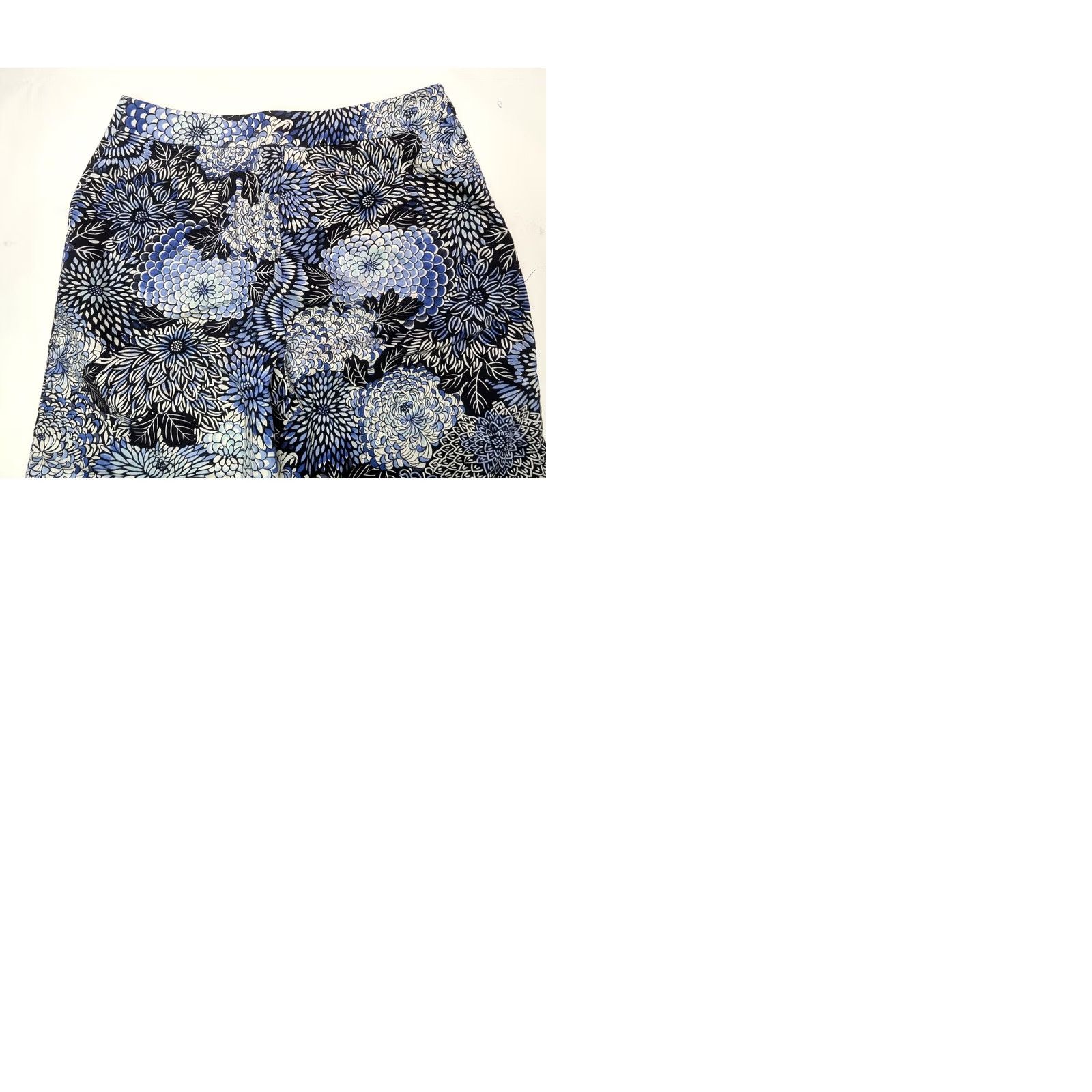 Talbots Talbots Women's Pants Capri Stretch Floral Print Blue 2 (26x29) Regular Inseam 26" Waist 29" Vintage: No Size 26" / US 2 / IT 38 - 9 Thumbnail