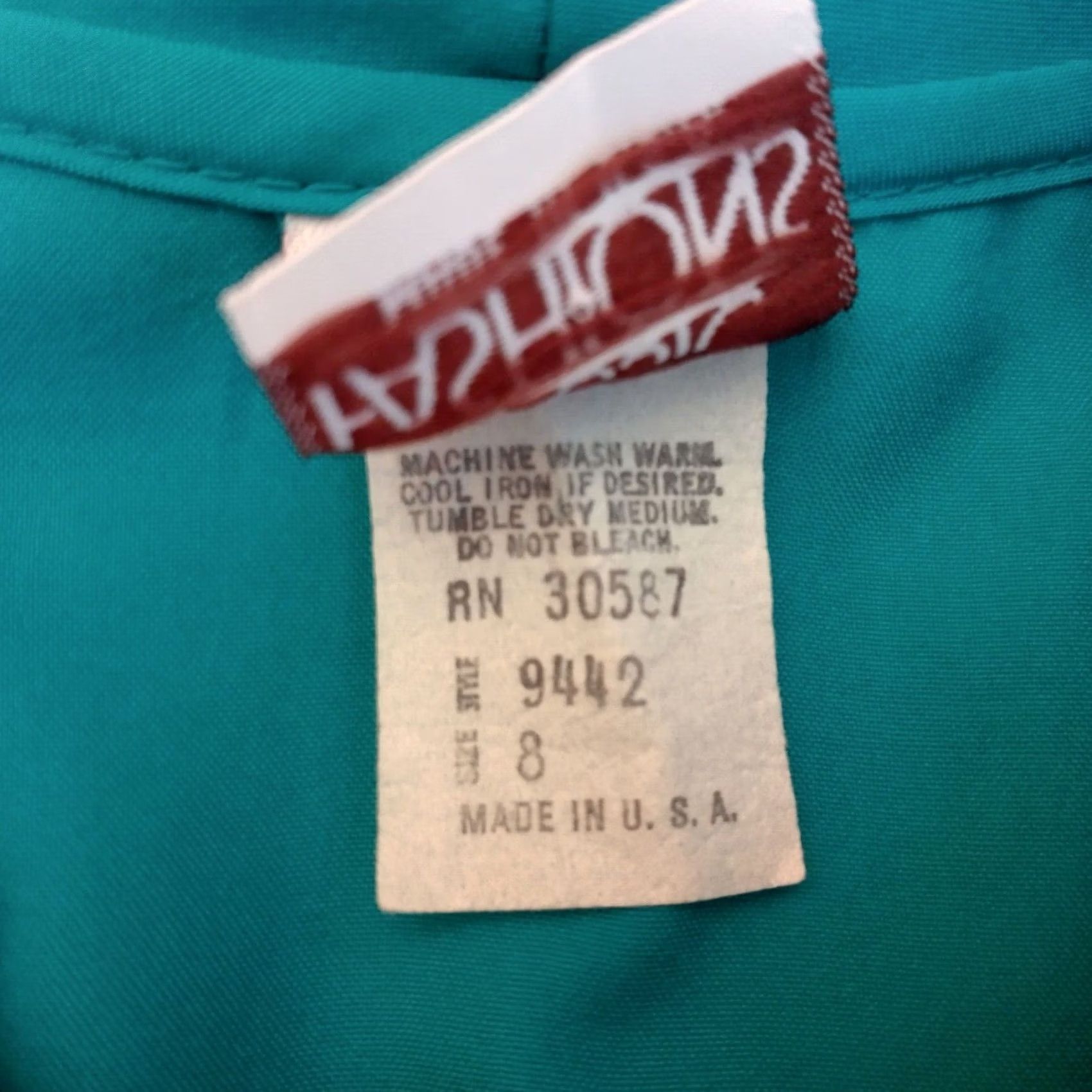 Vintage VINTAGE Classic Fashions Blouse Women Size 8 Teal Tie Neck Long Sleeve Button Up Ballon Sleeve Blue/Green Regular Womens Size M / US 6-8 / IT 42-44 - 6 Thumbnail