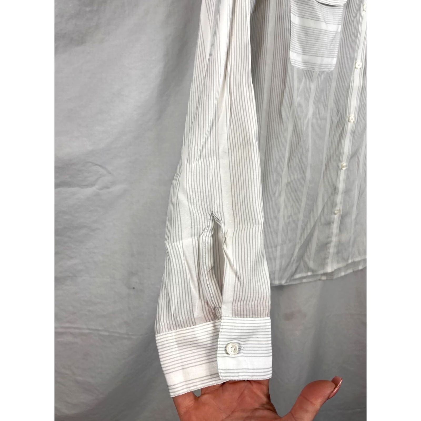 Express Express Womens Button Up Blouse shirt Striped Long sleeve Pockets Dragon stripe XS Size XS / US 0-2 / IT 36-38 - 3 Thumbnail