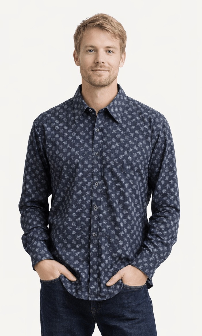 Roar Roar paisley-print navy button-down men's shirt Size US L / EU 52-54 / 3 - 1 Thumbnail
