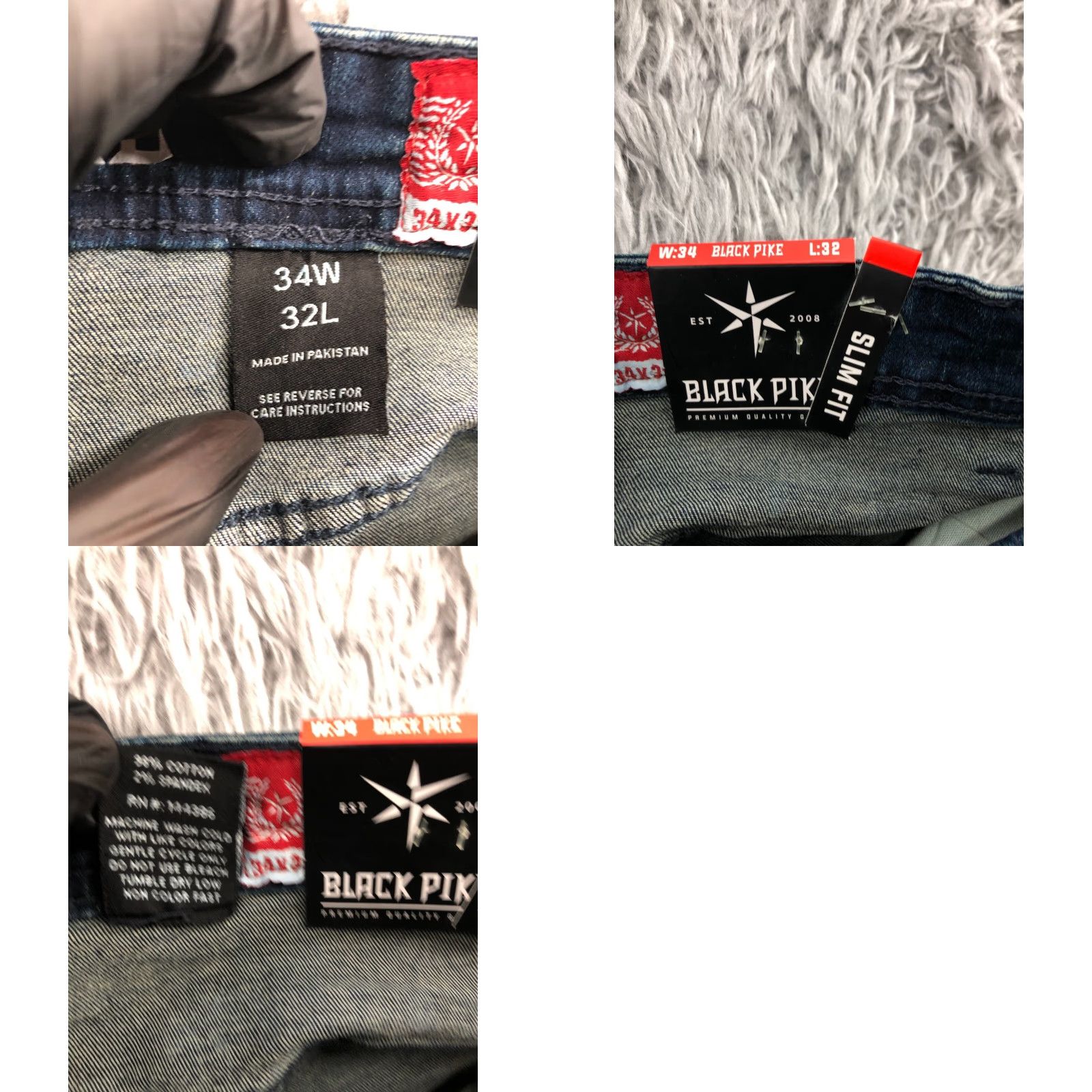 Vintage Black Pike Jeans Slim Tapered 34x32 Mens Blue Denim 5-Pocket Style Slim Regular Size US 34 / EU 50 - 8 Thumbnail