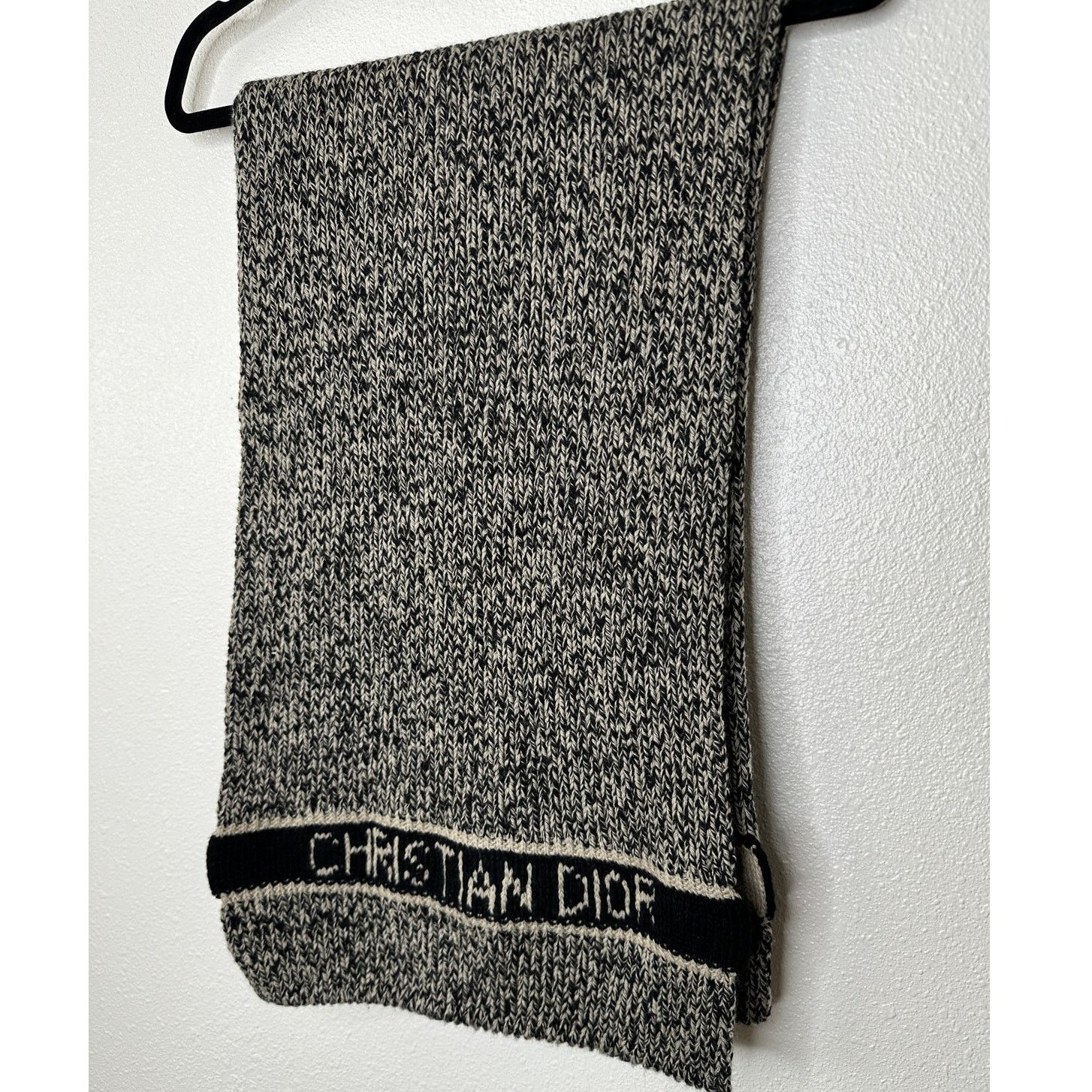 Christian Dior Monsieur Christian Dior Beige Black Marled Wool Cashmere Blend Scarf Size ONE SIZE - 5 Thumbnail