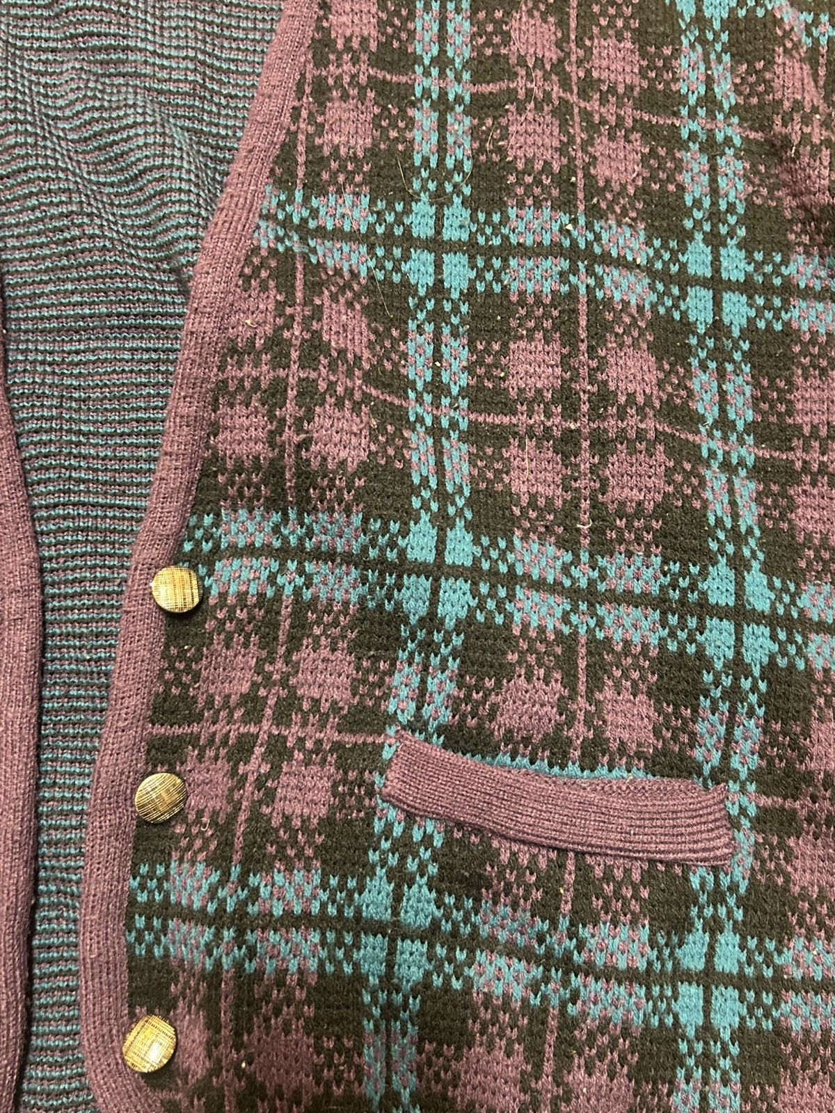 Other Maggie Lawrence women's purple blue and black plaid cardigan Size L / US 10 / IT 46 - 3 Thumbnail