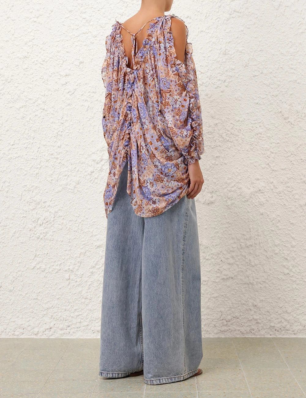 Zimmermann oc11z0226 Dawning Plunge Billow Blouse In Multicolor Size M / US 6-8 / IT 42-44 - 4 Thumbnail
