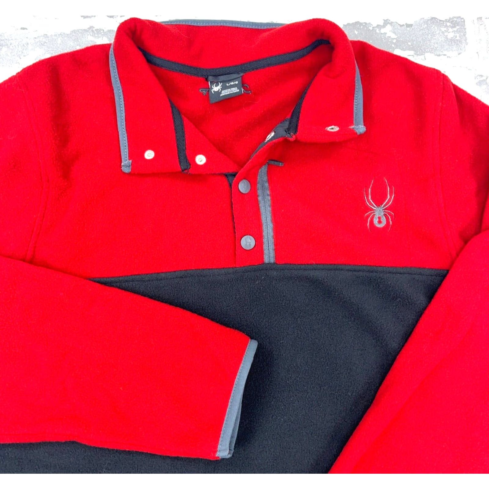 Spyder Spyder Sweater Men Large Red Black Fleece Pullover Colorblock Mock Neck Winter Casual Adventure Sweatshirt Shirt? Size US L / EU 52-54 / 3 - 2 Thumbnail