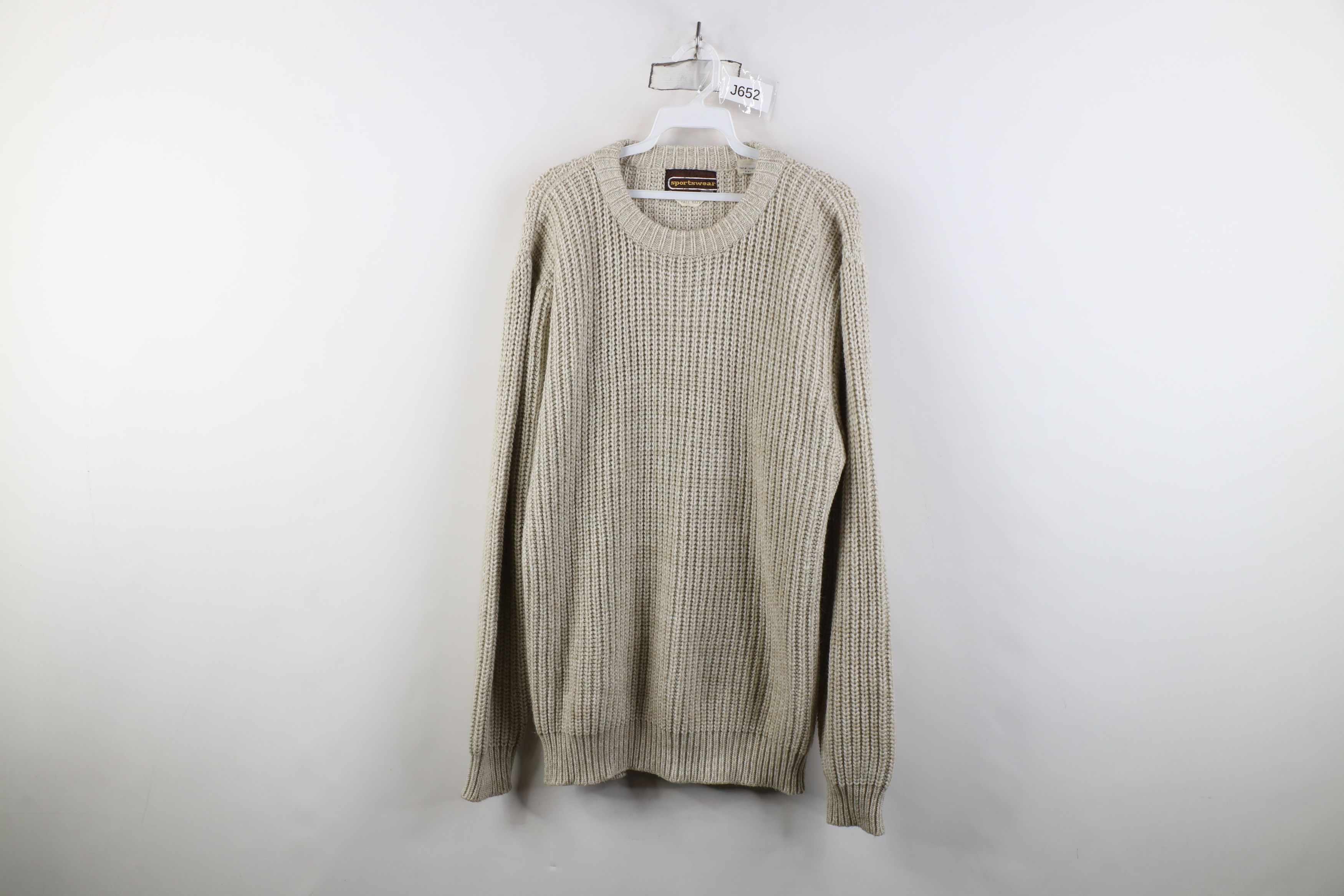 Vintage Vintage 70s Streetwear Chunky Ribbed Knit Sweater Beige Size US XL / EU 56 / 4 - 1 Thumbnail