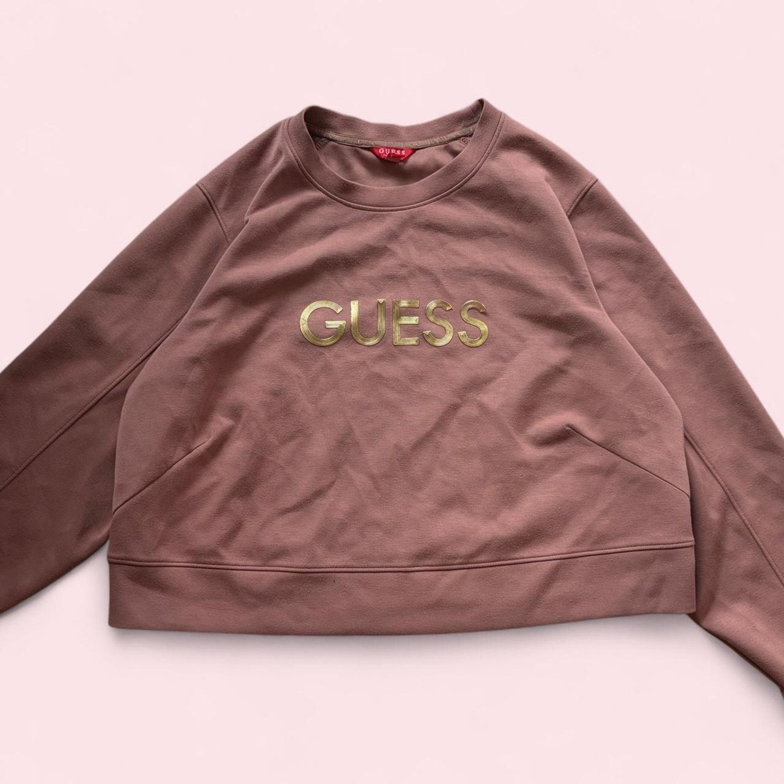 Guess Guess pink crewneck with gold lettering Size XL / US 12-14 / IT 48-50 - 1 Thumbnail