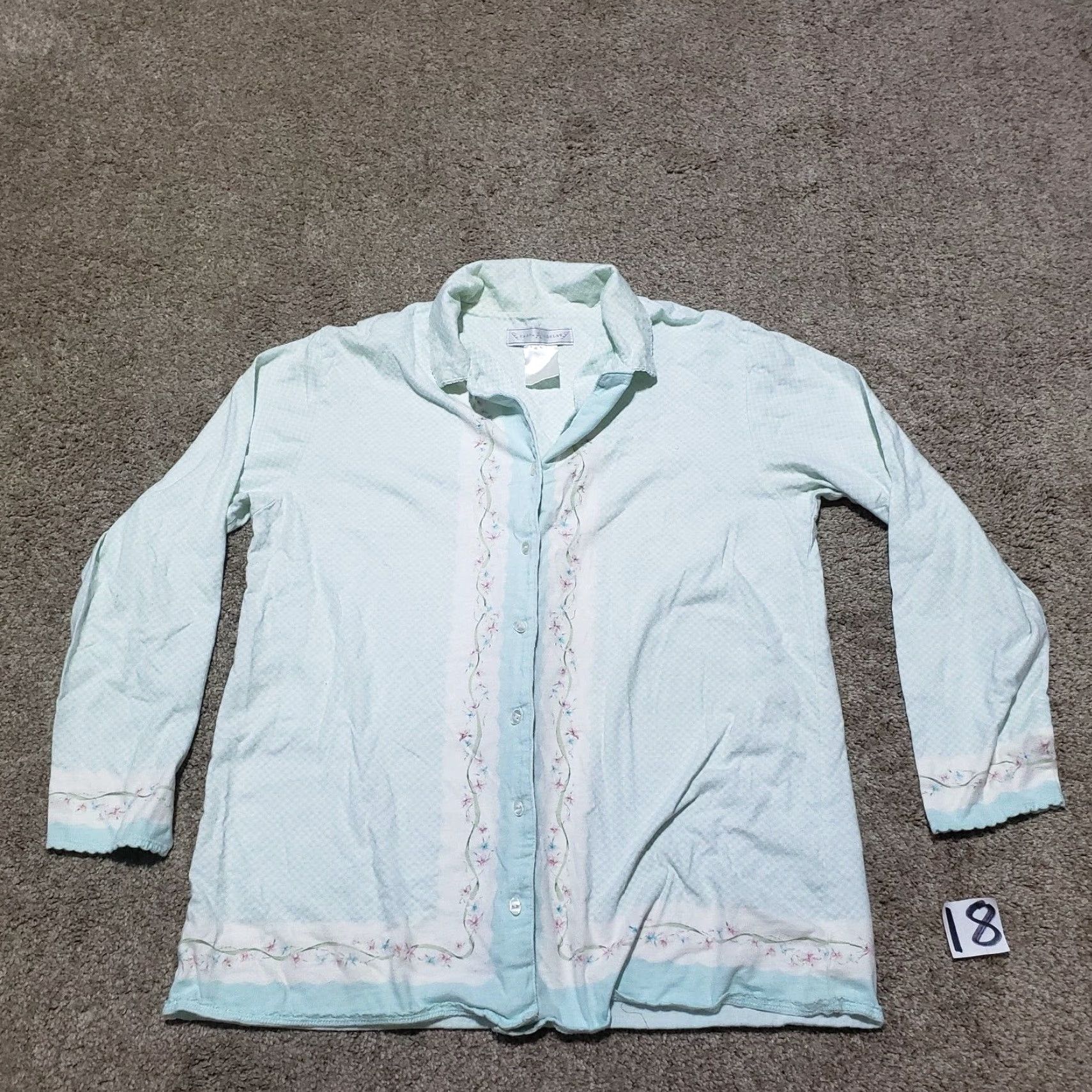 Vintage VINTAGE Earth Angels Women's Button-Up Shirt Long Sleeve Floral Blue M Size M / US 6-8 / IT 42-44 - 3 Thumbnail