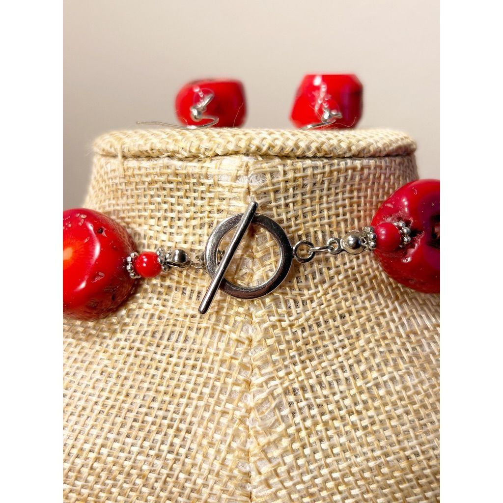 Other Vintage Chunky Red Coral Oval Beaded Necklace/Earring Set Size ONE SIZE - 6 Thumbnail