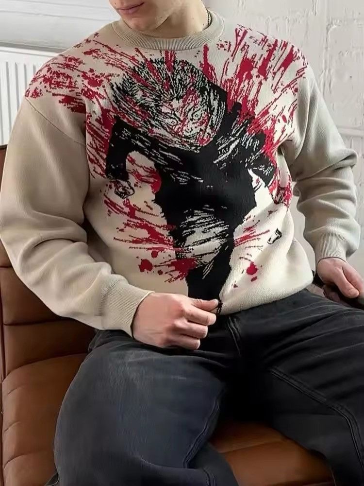Japanese Brand × Vintage Harajuku Anime Oversized Graphic Print Knitted Sweater Size US M / EU 48-50 / 2 - 2 Thumbnail