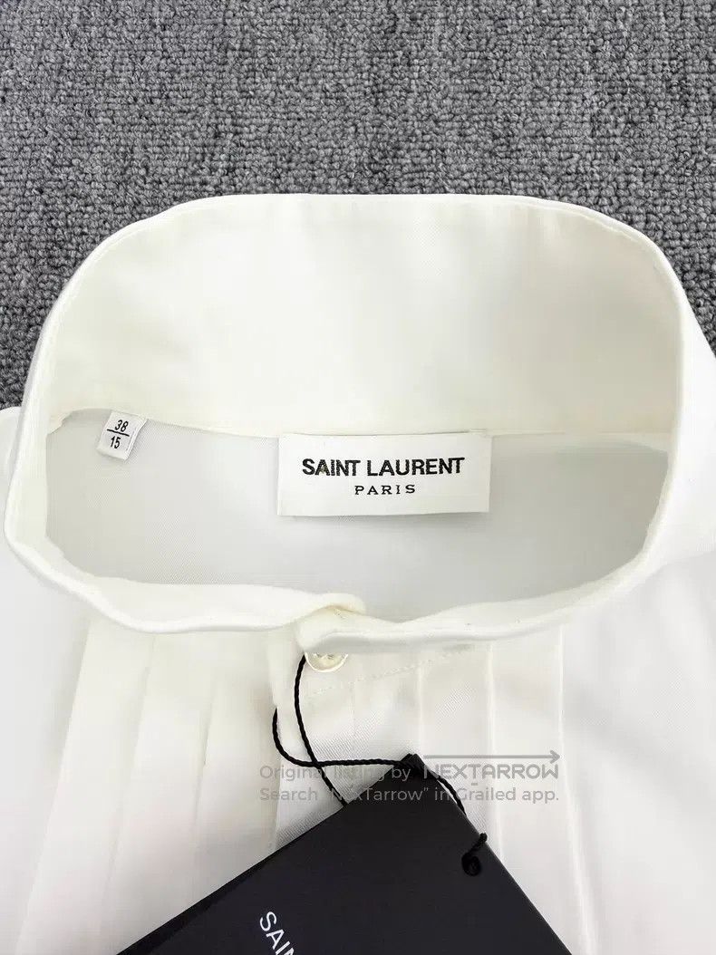 Saint Laurent Paris Saint Laurent Paris White Collar Accordion Dress Shirt Size XS / US 0-2 / IT 36-38 - 5 Thumbnail
