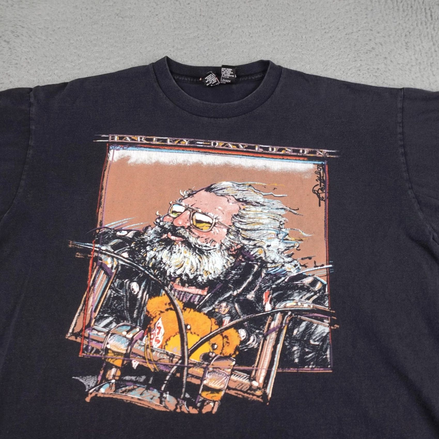 Harley Davidson VINTAGE Harley-Davidson Shirt Mens XL Black 90s Dead Graphic Print Crew Neck Short Sleeve T-Shirt US Made Size US XL / EU 56 / 4 - 4 Thumbnail