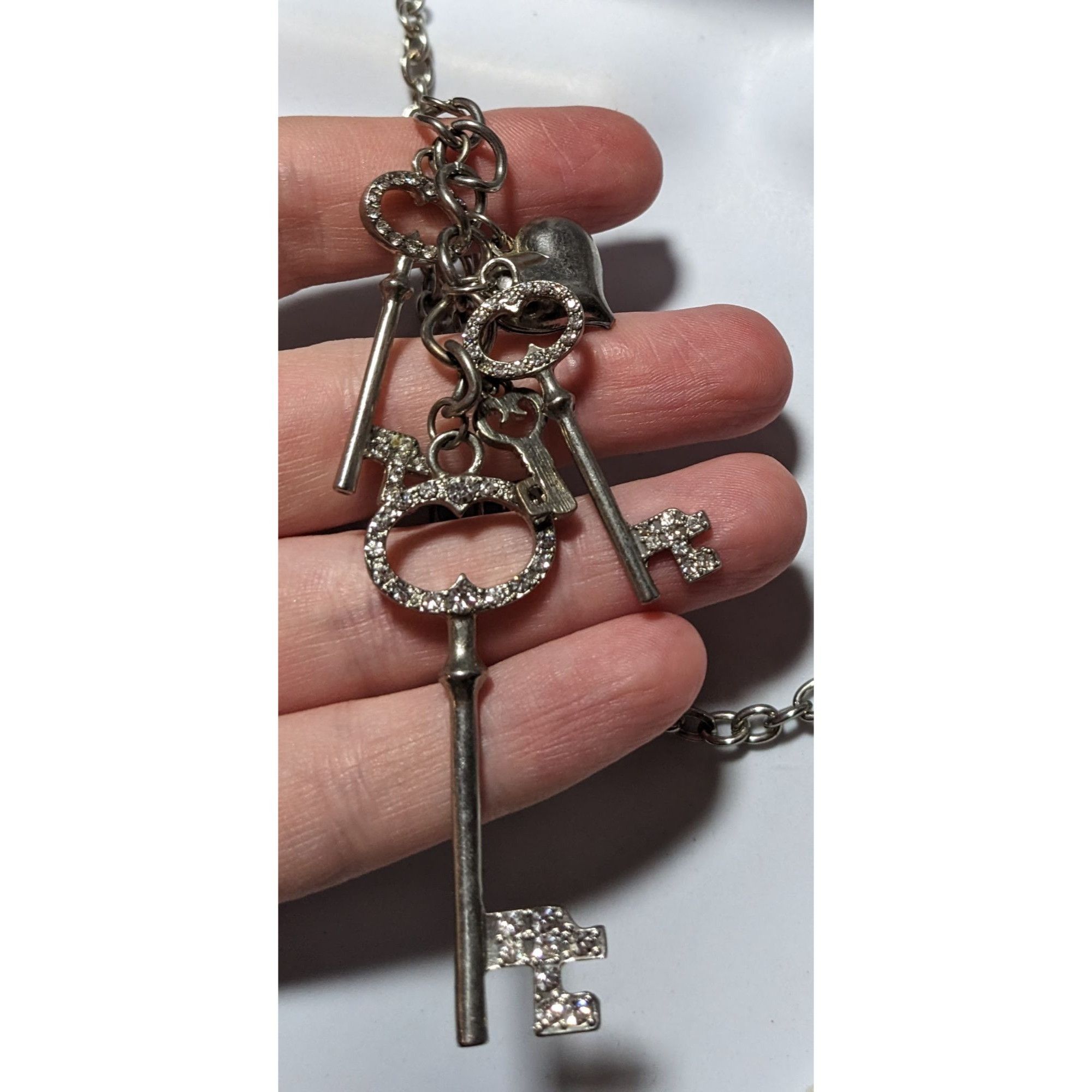 Other Silver Rhinestone Key Charm Cluster Necklace Size ONE SIZE - 8 Thumbnail