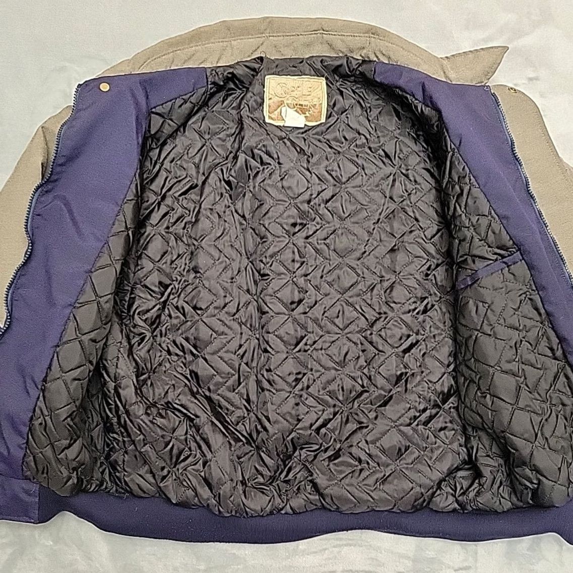 Vintage VINTAGE Cripple Creek Jacket Mens L Navy Aztec Western Wear Made in USA Jacket Bomber Navy Blue Nylon Zip Long Sleeve Casual Mens 90s Western Size US L / EU 52-54 / 3 - 6 Thumbnail
