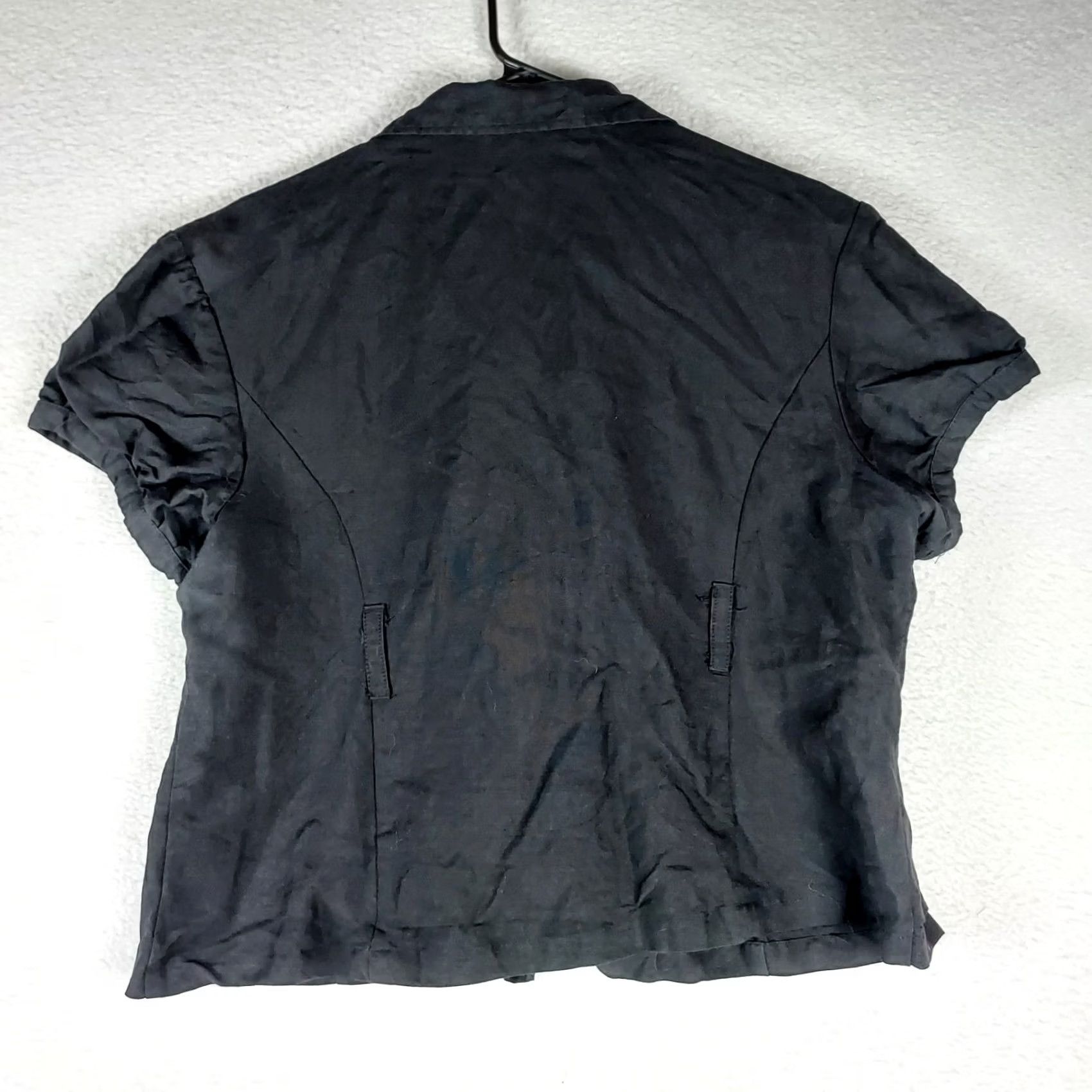 Vintage Sherry Taylor Womens XL Short Sleeve Button Front Black Blazer Jacket Size 40" / US 18 - 2 Thumbnail