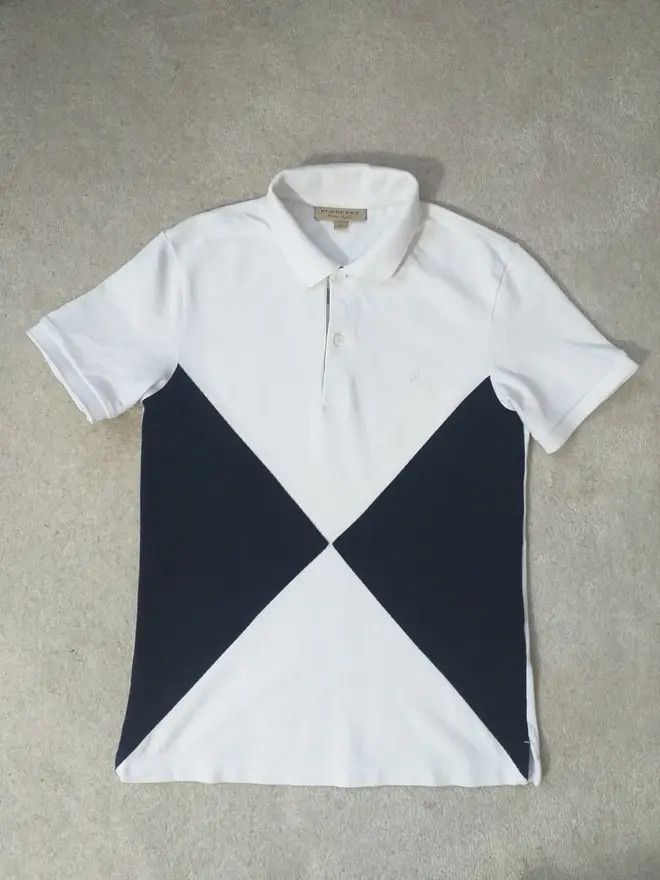 image of Burberry Polo T-Shirt White Black Vintage in Black White, Men's (Size XS)