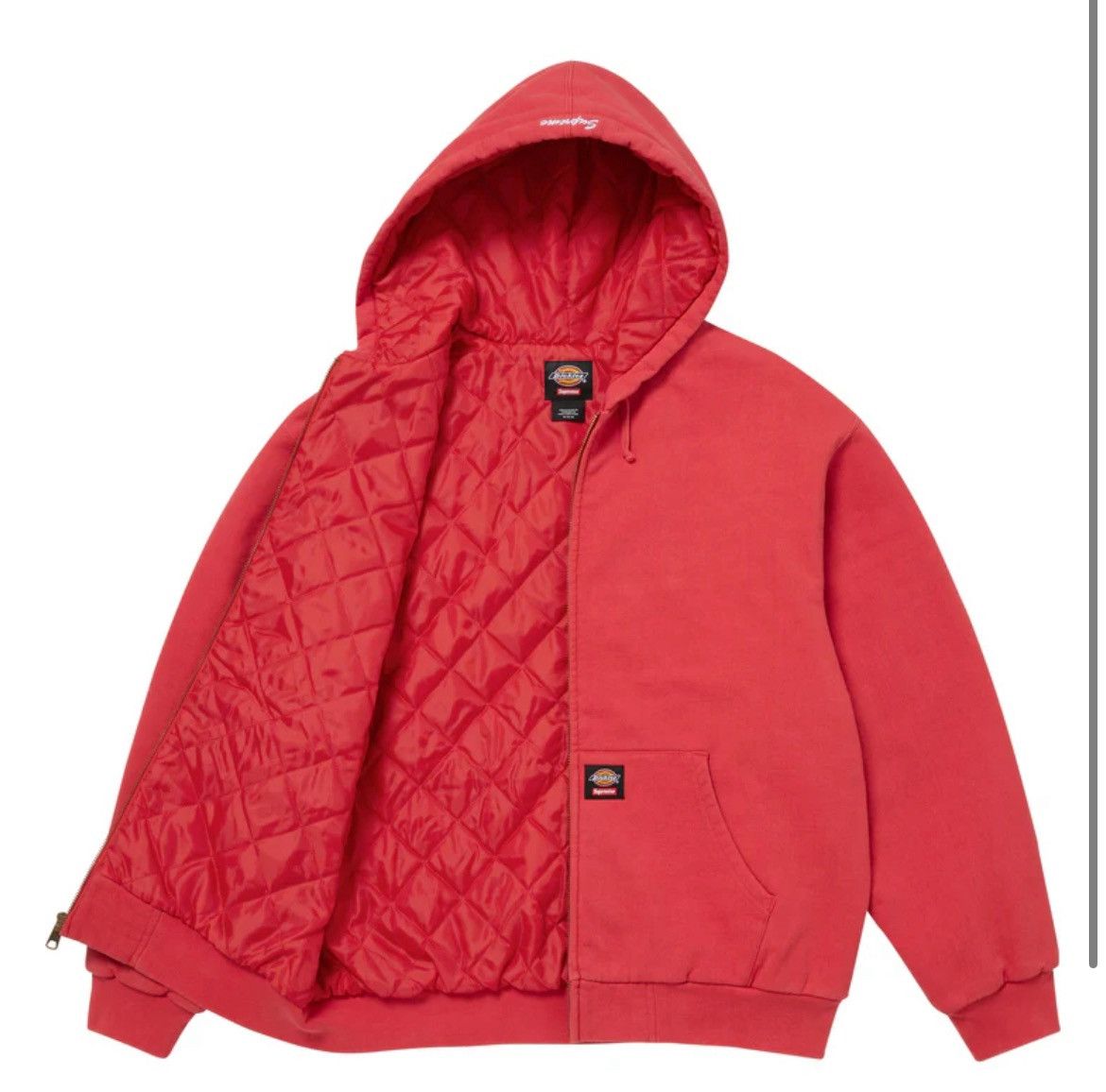 Dickies × Supreme Supreme Dickies Quilted Lined Zip Up Hooded Sweatshirt Red Size US M / EU 48-50 / 2 - 5 Thumbnail