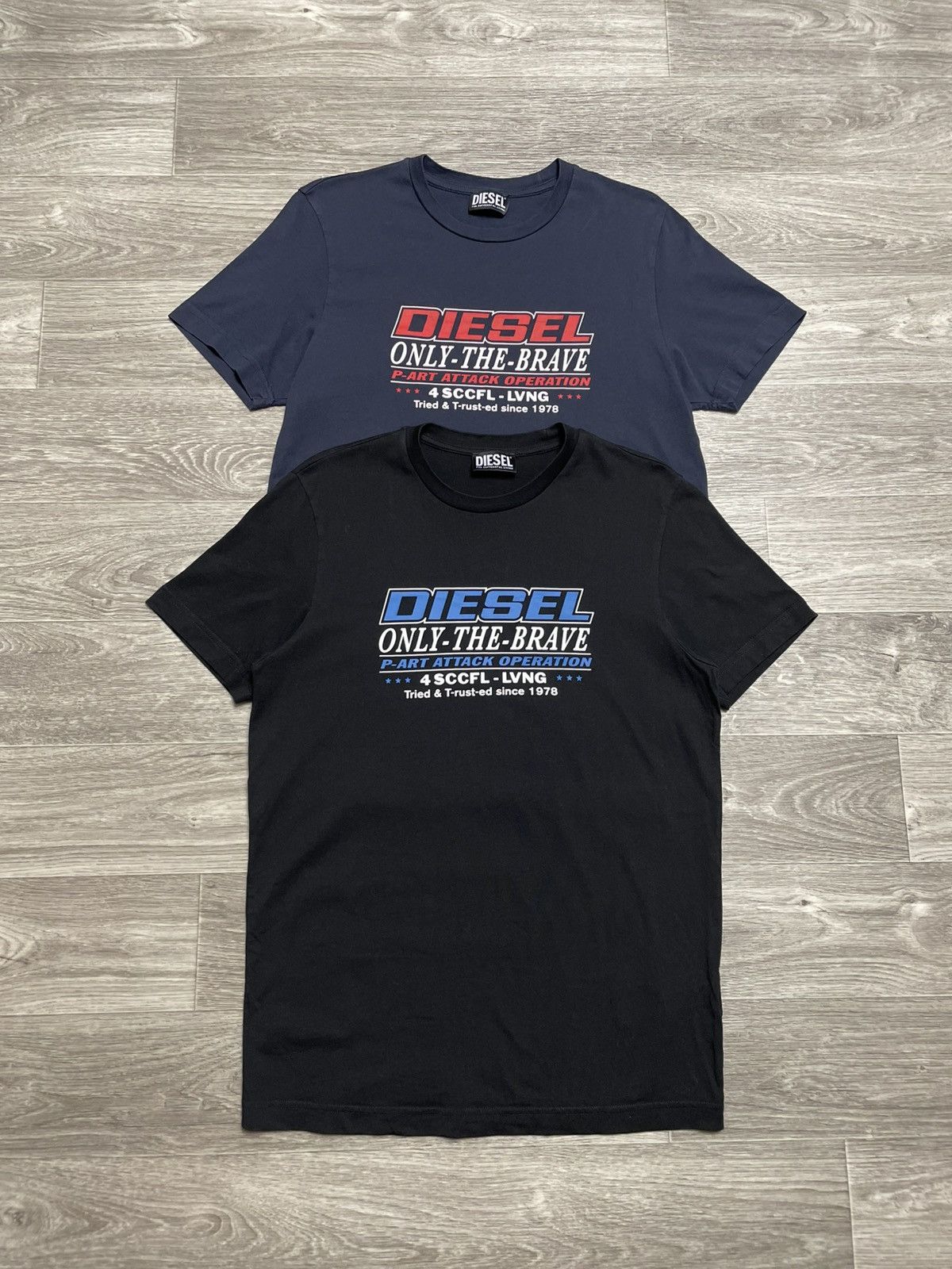 Diesel x2 Diesel Only The Brave Blue And Black T-Shirts Size US M / EU 48-50 / 2 - 1 Thumbnail