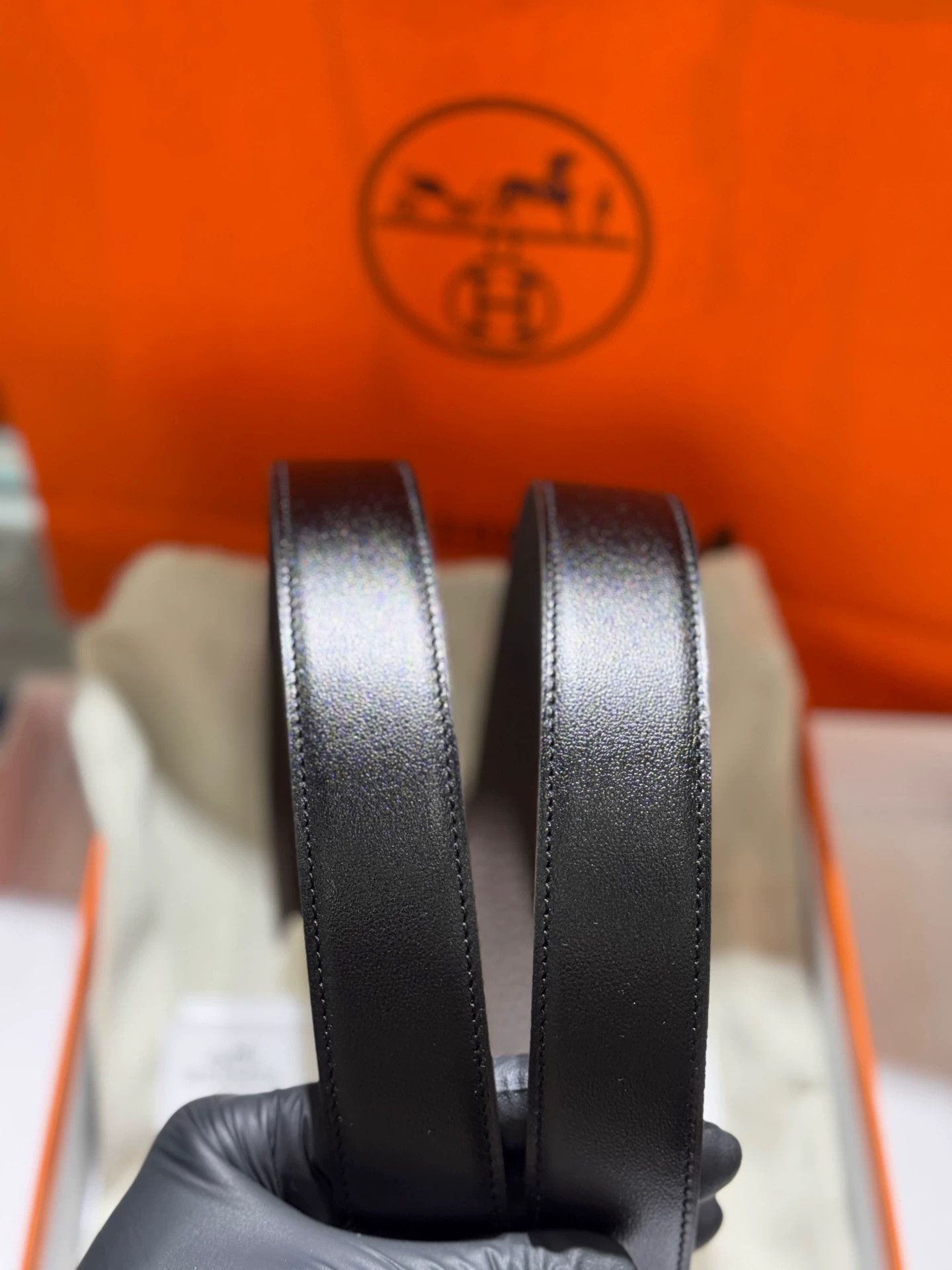Hermes HERMES Double Cowhide 32mm 100cm Belt Black Choc H Silver K Size ONE SIZE - 9 Thumbnail