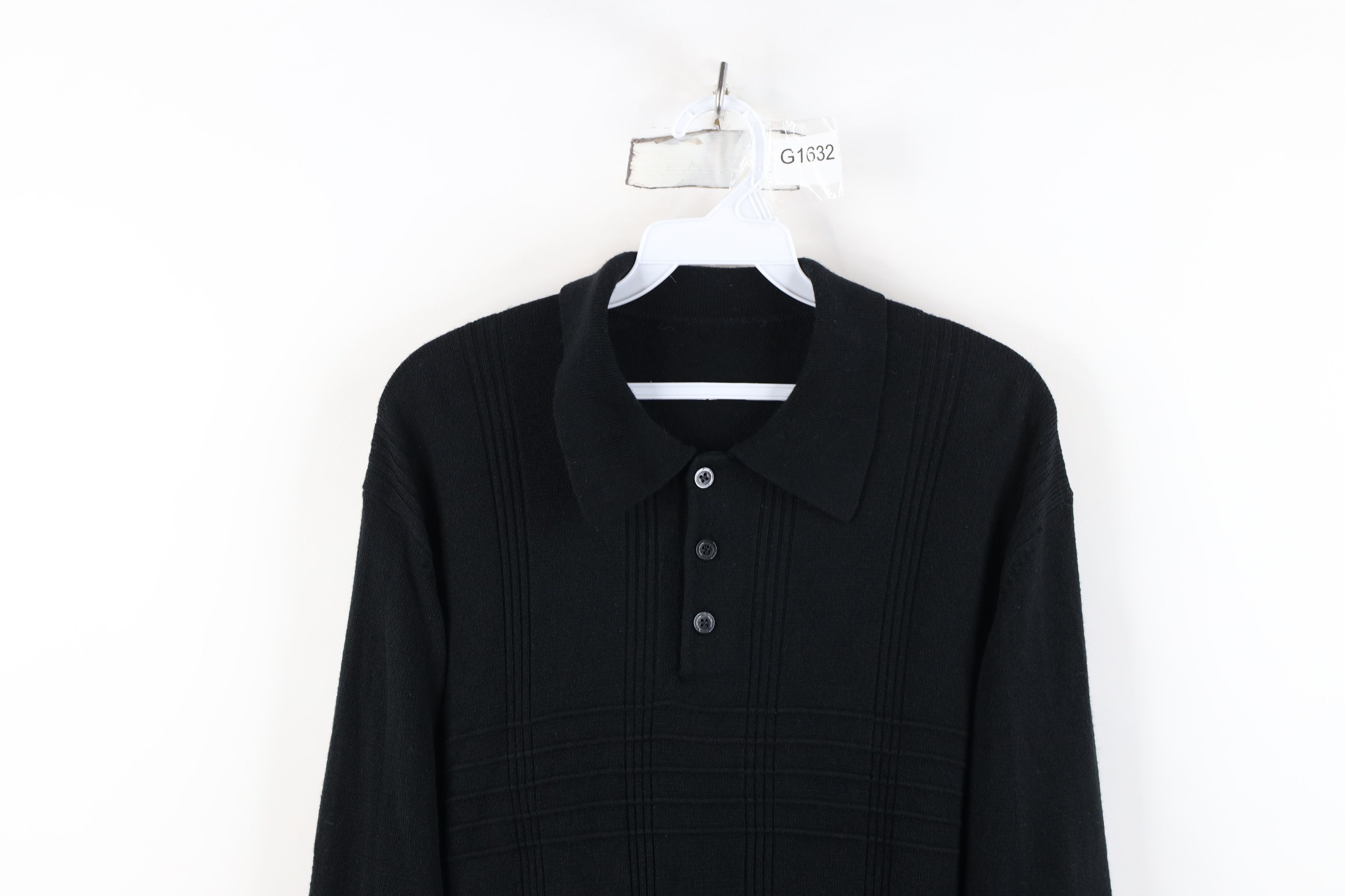 Vintage Vintage 90s Streetwear Soft Collared Pullover Sweater Black Size US L / EU 52-54 / 3 - 2 Thumbnail