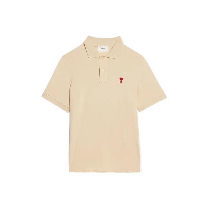 AMI AMI SS23 Beige Heart Logo Polo Shirt -2507 Size US L / EU 52-54 / 3 - 1 Thumbnail