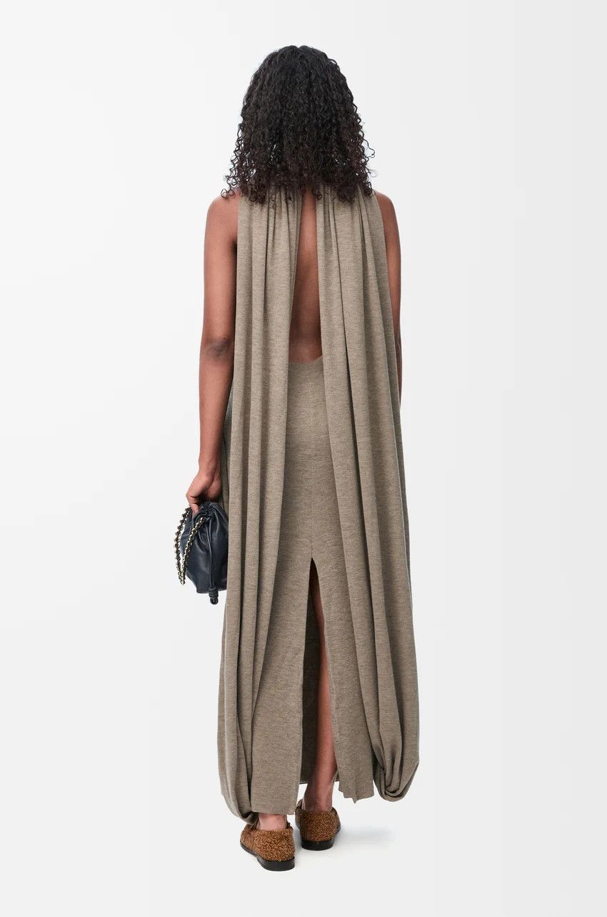 Loewe o1loc1c0525 Draped Dress In Viscose in Brown Size S / US 4 / IT 40 - 3 Thumbnail