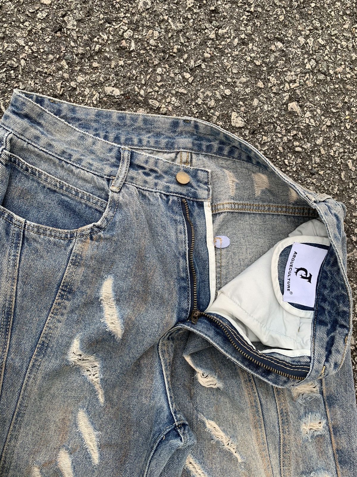 Japanese Brand × Kapital × Vintage FLARE💥 ARGUECULTURE JAPANESE PUNK STYLE DISTRESSED DENIM☠️🎌 Size US 31 - 11 Thumbnail