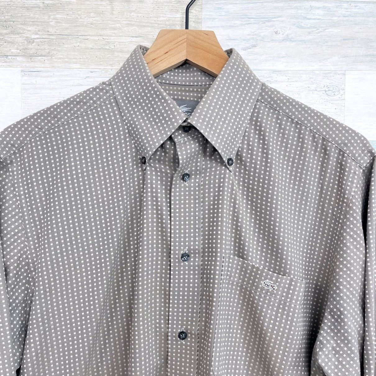 Lacoste Lacoste Jacquard Micro Squares Button Shirt Brown Mens 40 M Size US M / EU 48-50 / 2 - 2 Thumbnail