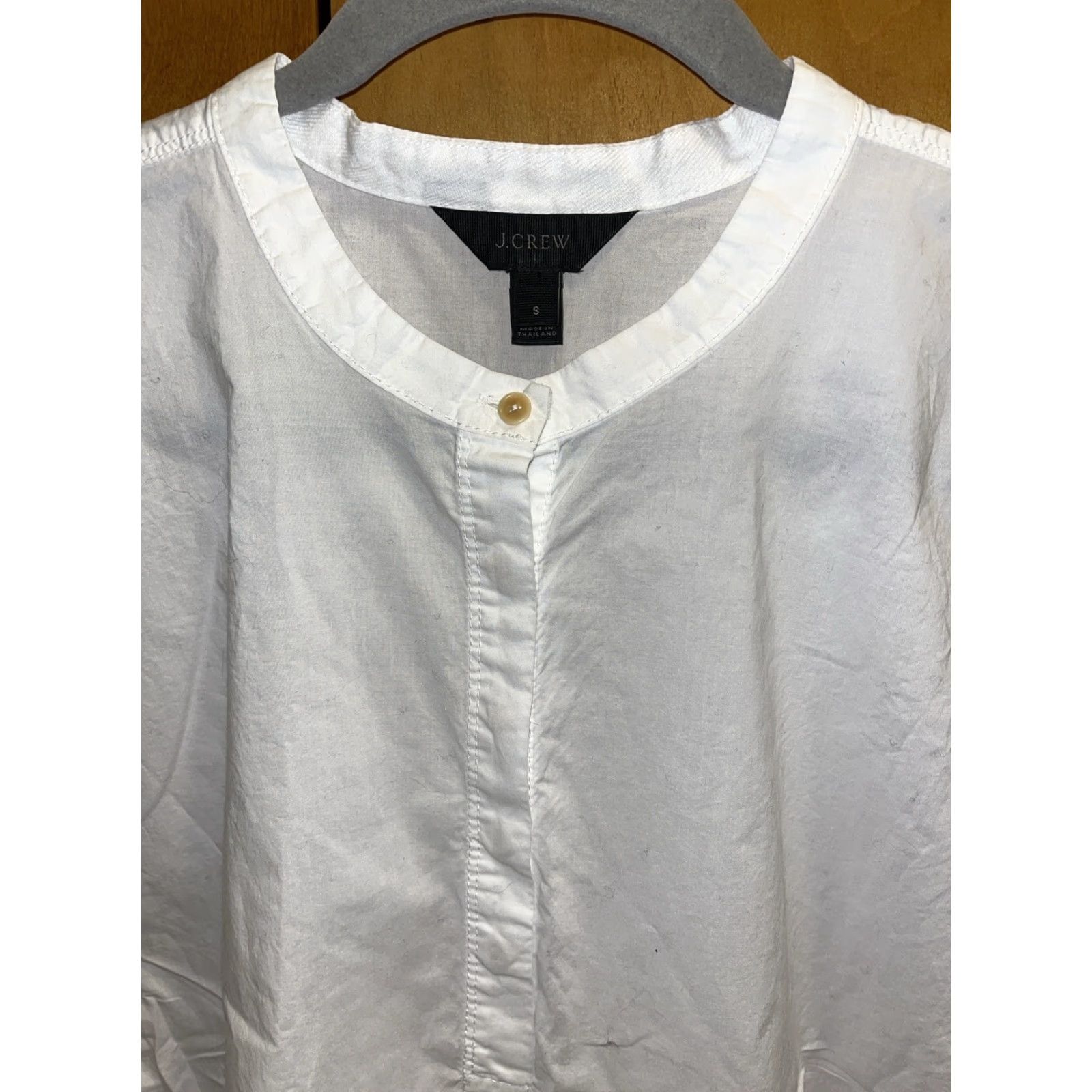 J.Crew J.Crew Women's Small White Cotton Henley 5-Button Short Sleeve Blouse Size S / US 4 / IT 40 - 2 Thumbnail