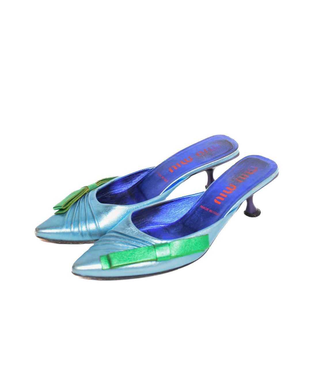 Miu Miu Miu Miu S/S2000 Bow Metallic Leather Mules Size US 8 / IT 38 - 4 Thumbnail