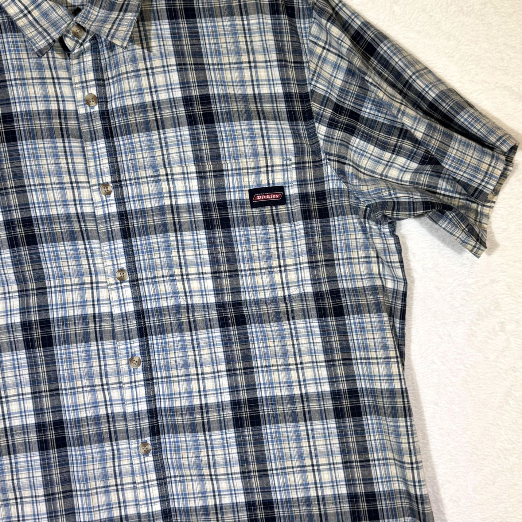 Dickies Dickies Shirt Mens XL Blue Plaid Button Down Short Sleeve Workwear Cotton Size US XL / EU 56 / 4 - 5 Thumbnail