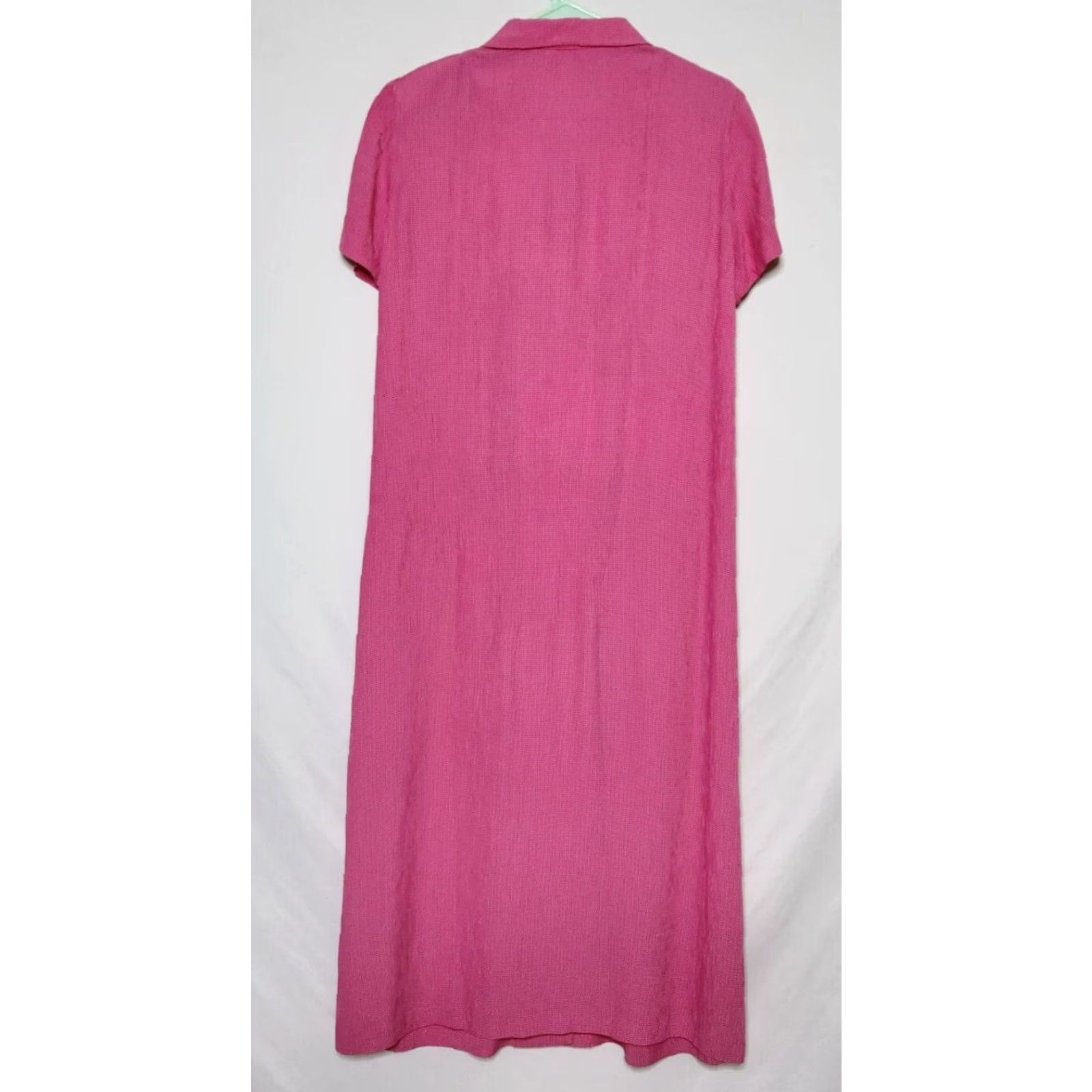 Talbots Talbots Womens Dress Button Front Maxi Gingham Short Sleeve Shoulder Pads Pink 8 Size 30" / US 8 / IT 44 - 2 Thumbnail