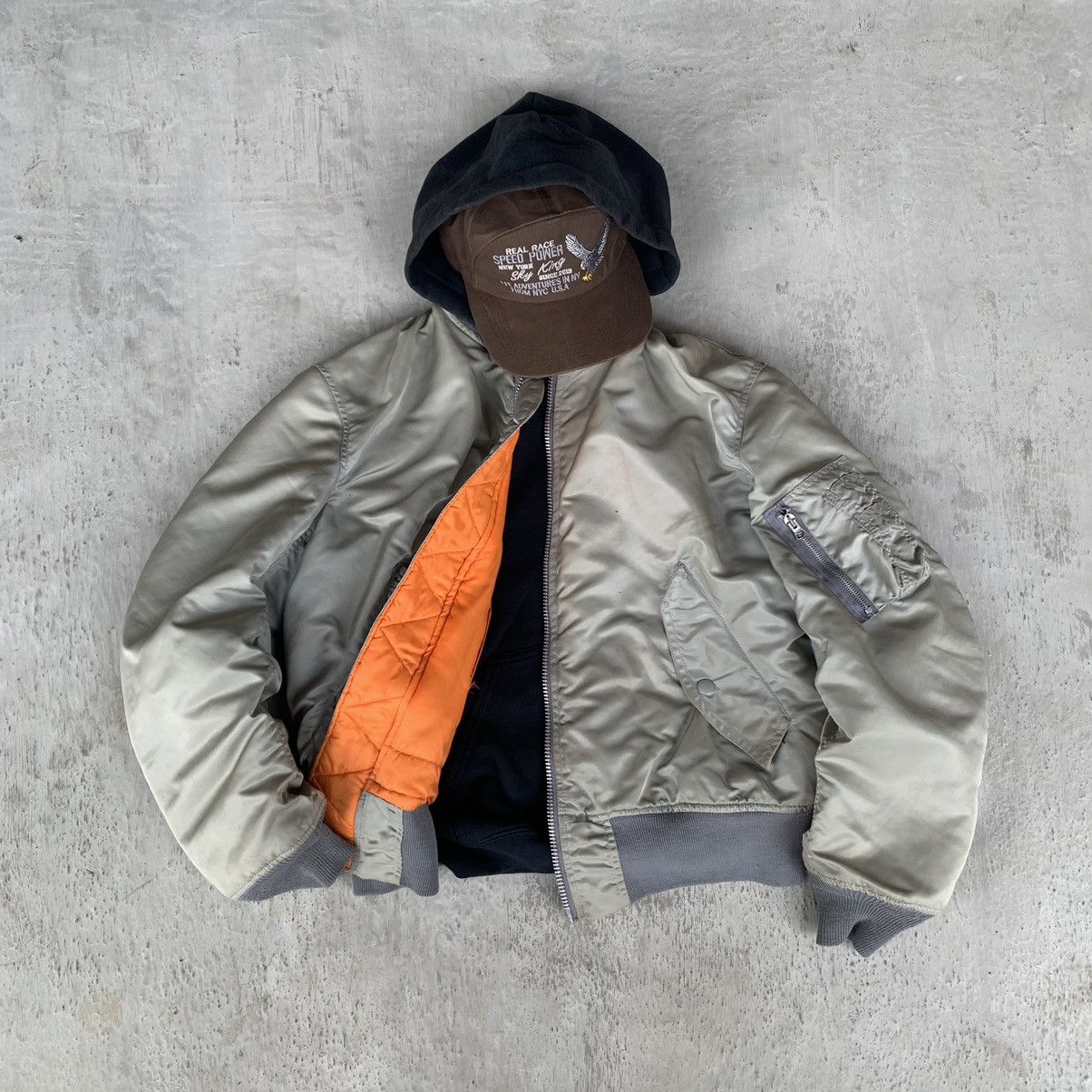 Other GREENBERIER Bomber MA-1 flight natural faded vintage jacket Size US M / EU 48-50 / 2 - 6 Thumbnail