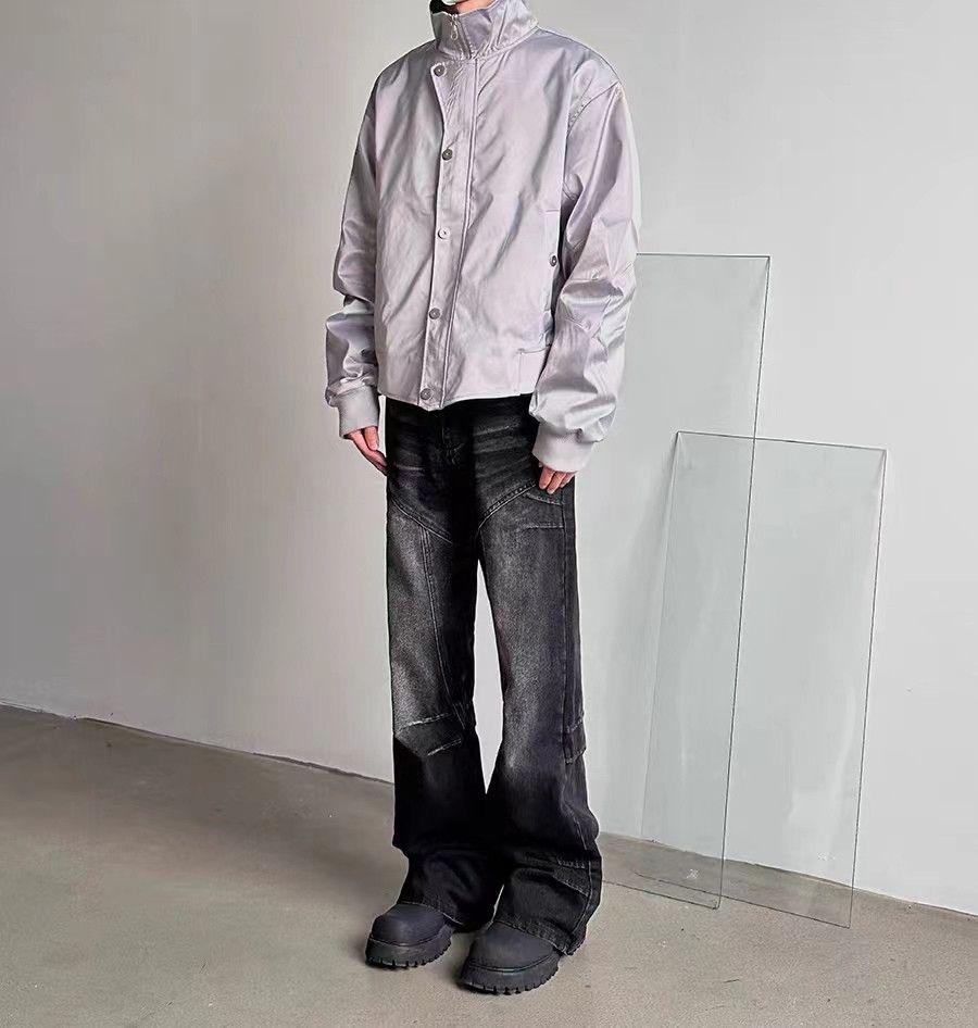 Japanese Brand × Jean Street vintage washed black cracked wide leg jeans Size US 32 / EU 48 - 7 Thumbnail