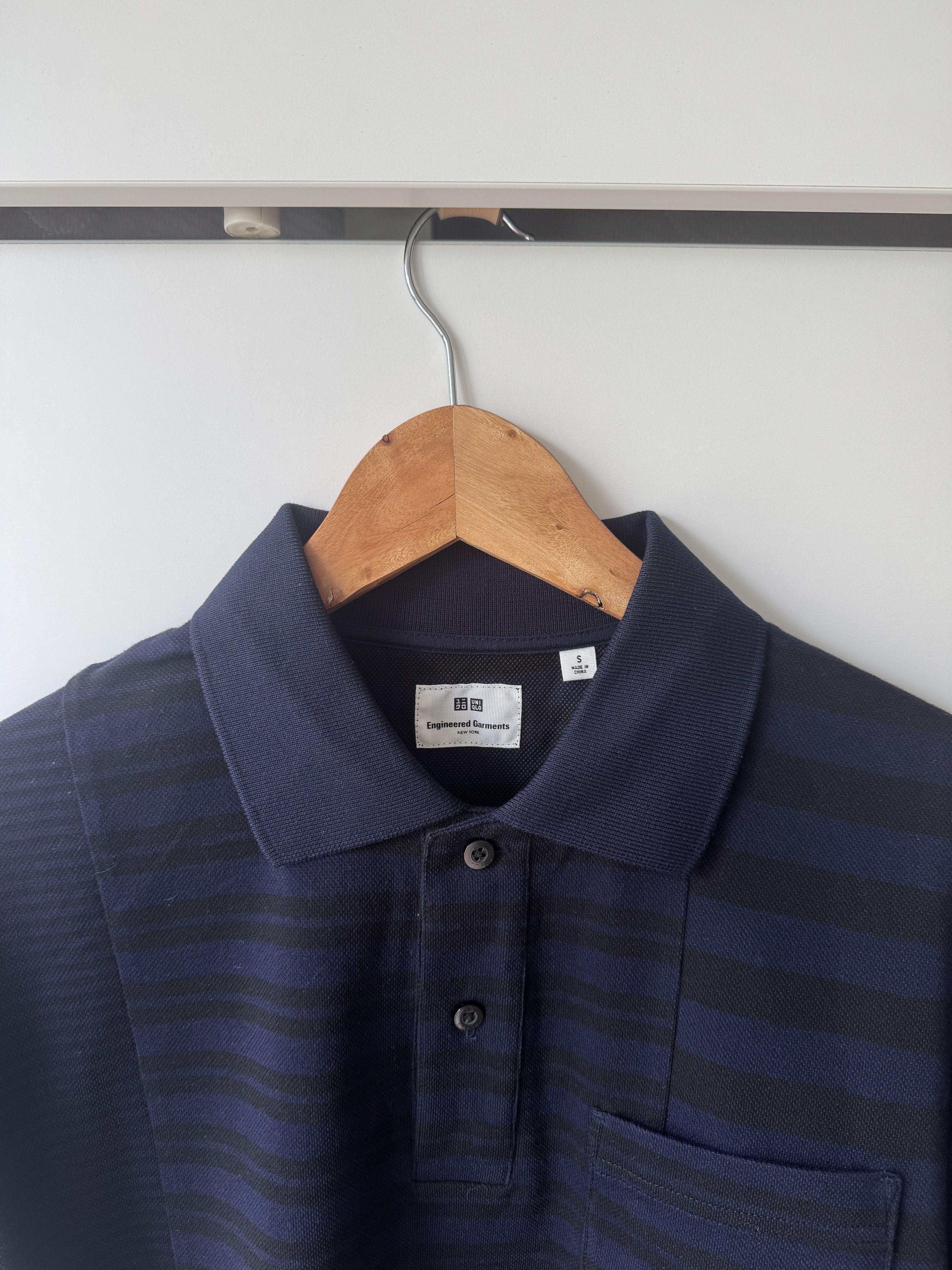Engineered Garments × Uniqlo [S] Dry Pique Striped S/S Polo Shirt in Navy (SS19) Size US S / EU 44-46 / 1 - 3 Thumbnail
