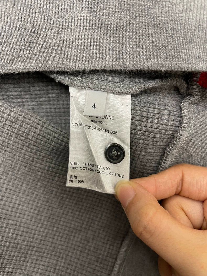 Thom Browne Thom Browne size4 Gray waffle round neck hoodie Size US XL / EU 56 / 4 - 7 Thumbnail